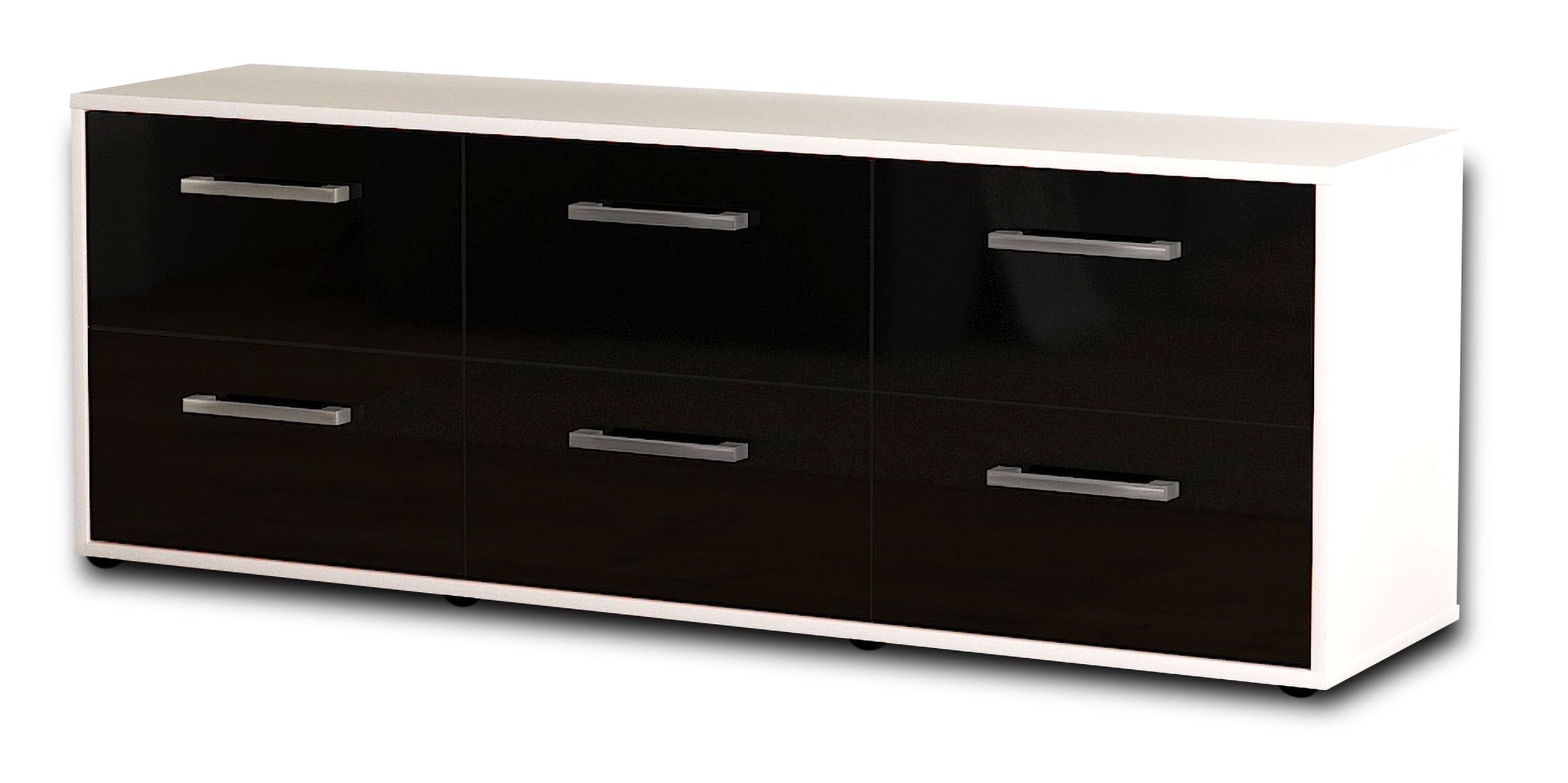 Lowboard - Alva - Design Hochglanz - Freistehend mit Griffe 136 cm Weiss