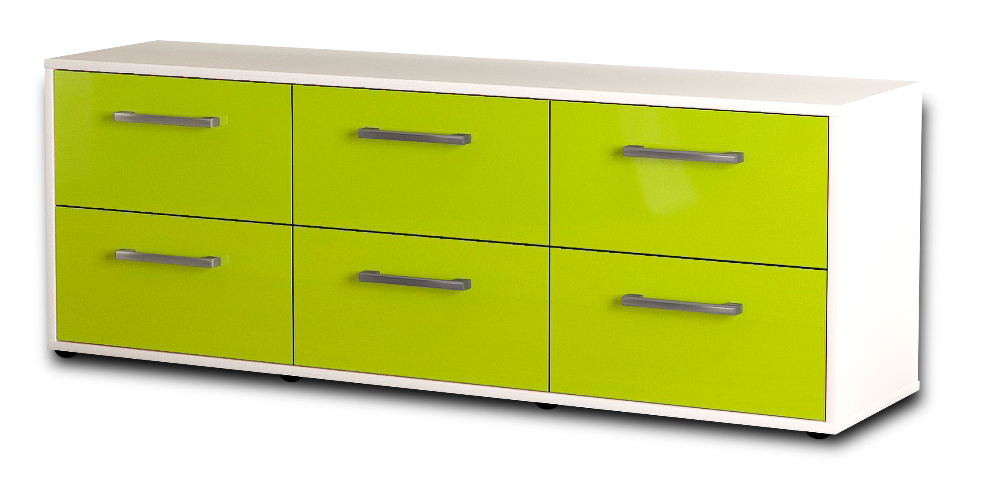 Lowboard - Alva - Design Hochglanz - Freistehend mit Griffe 136 cm Weiss