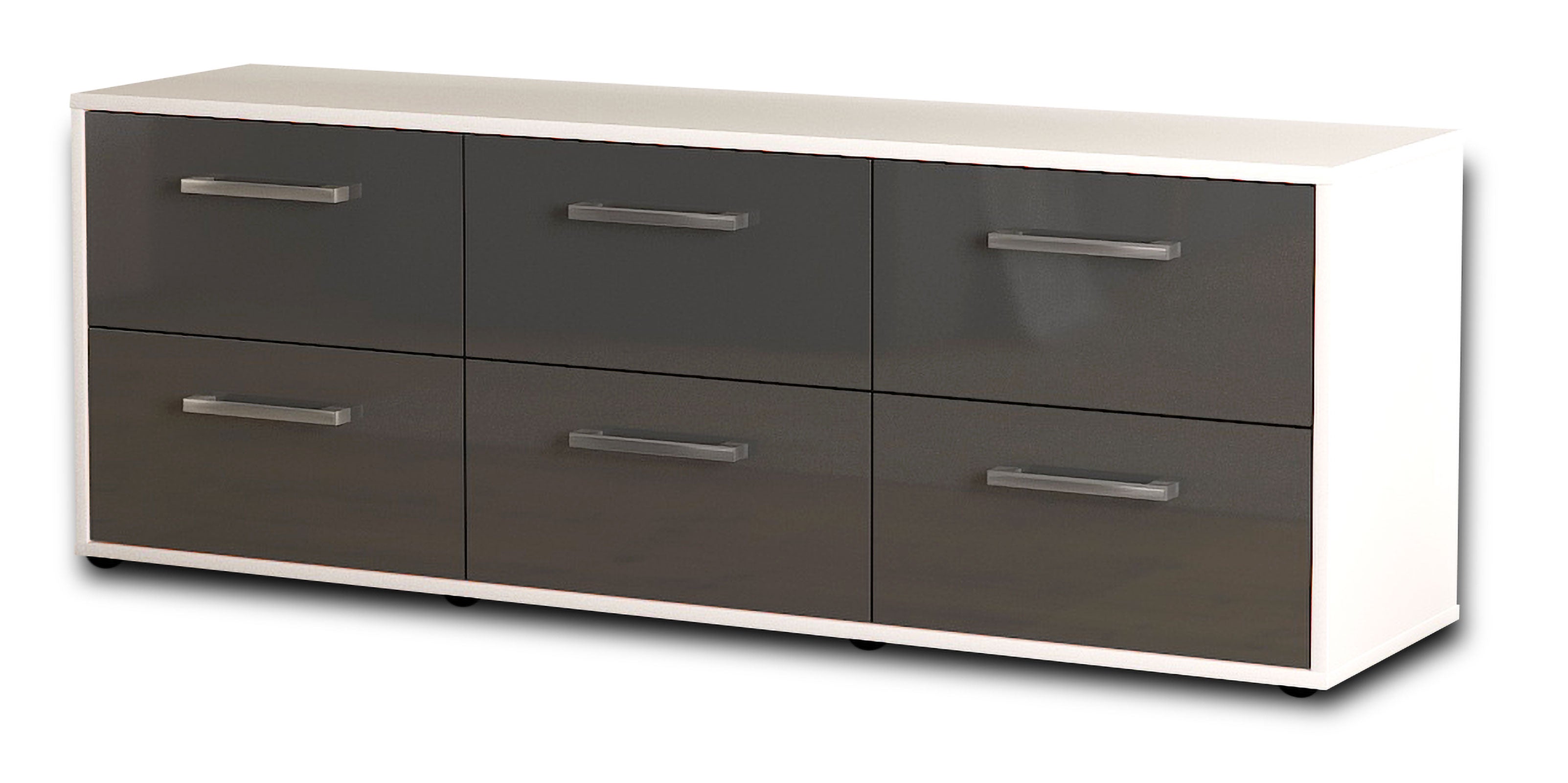 Lowboard - Alva - Design Hochglanz - Freistehend mit Griffe 136 cm Weiss
