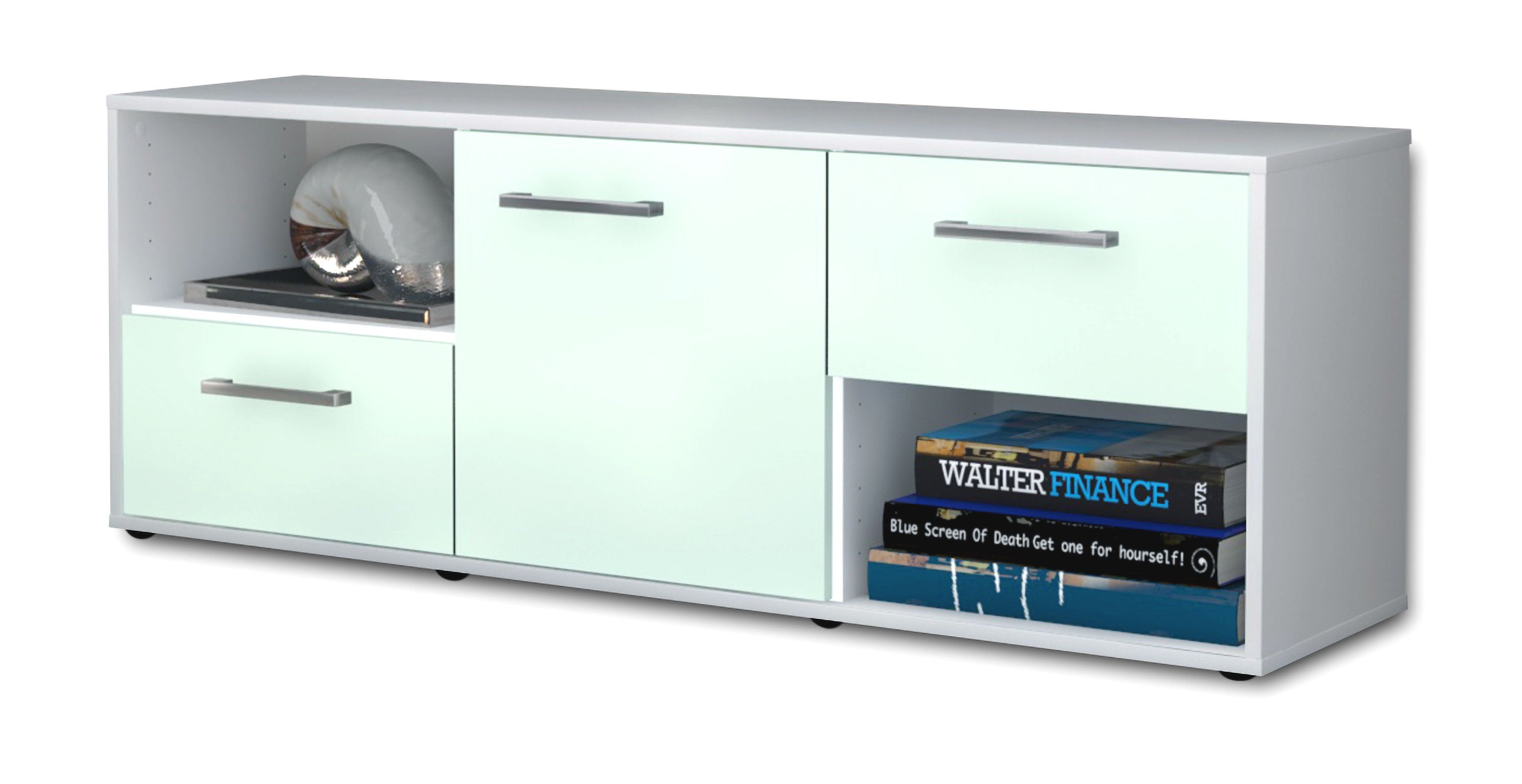 Lowboard - Ambra - Design Farbakzent - Freistehend mit Griffe 136 cm Weiss