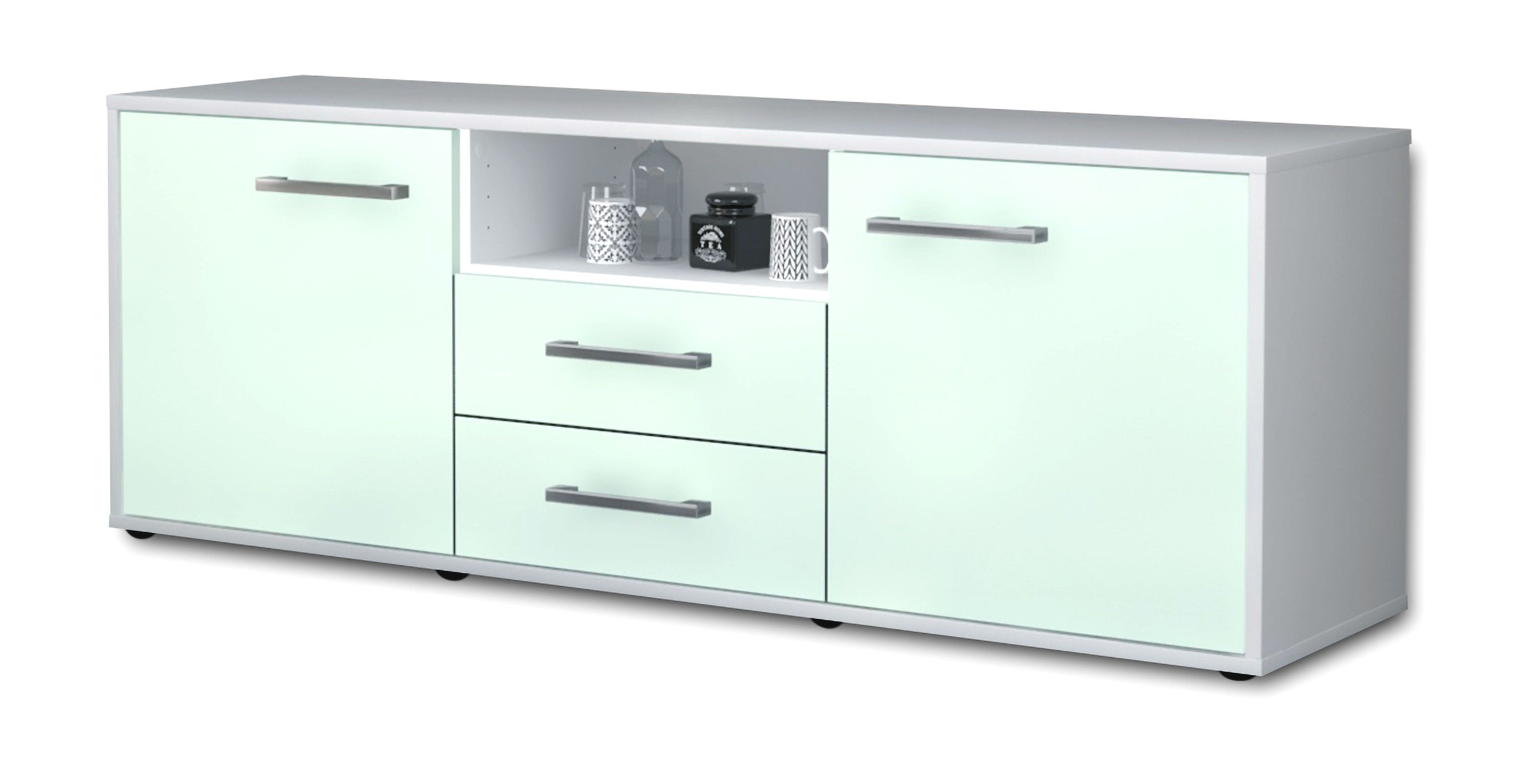 Lowboard - Ameriga - Design Farbakzent - Freistehend mit Griffe 136 cm Weiss