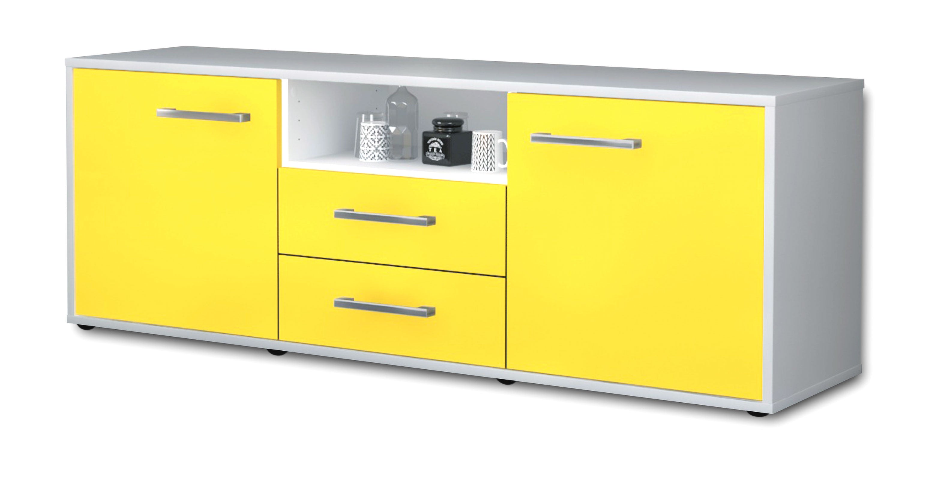 Lowboard - Ameriga - Design Farbakzent - Freistehend mit Griffe 136 cm Weiss