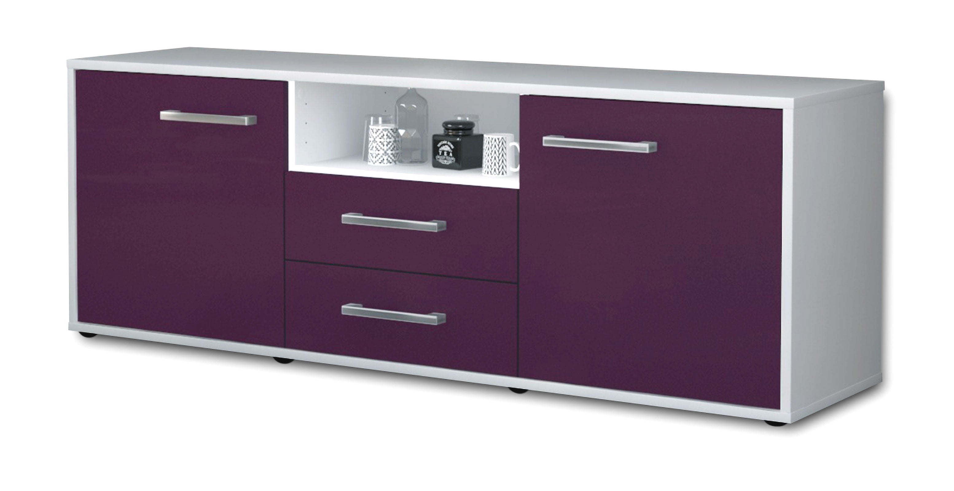 Lowboard - Ameriga - Design Farbakzent - Freistehend mit Griffe 136 cm Weiss