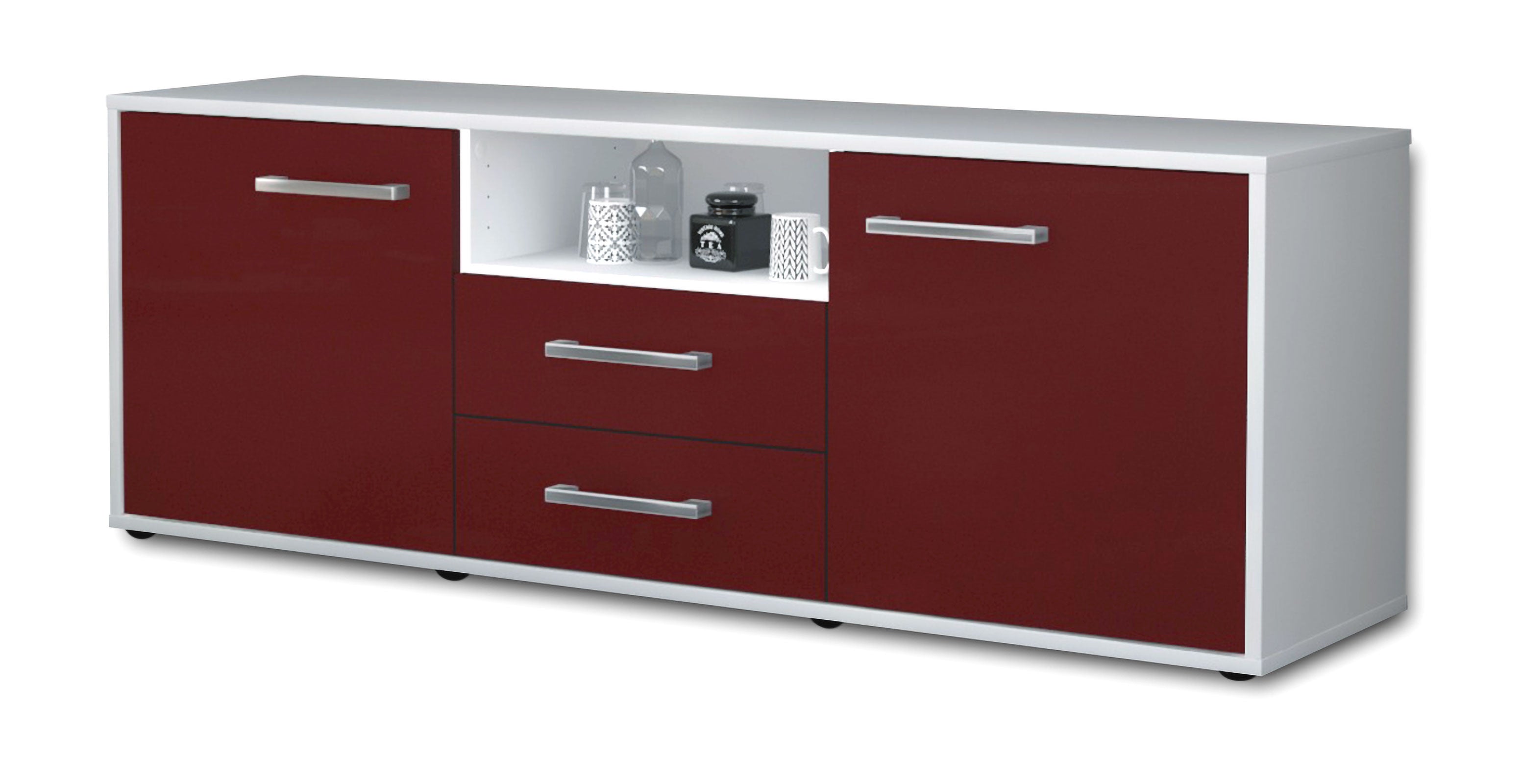 Lowboard - Ameriga - Design Farbakzent - Freistehend mit Griffe 136 cm Weiss