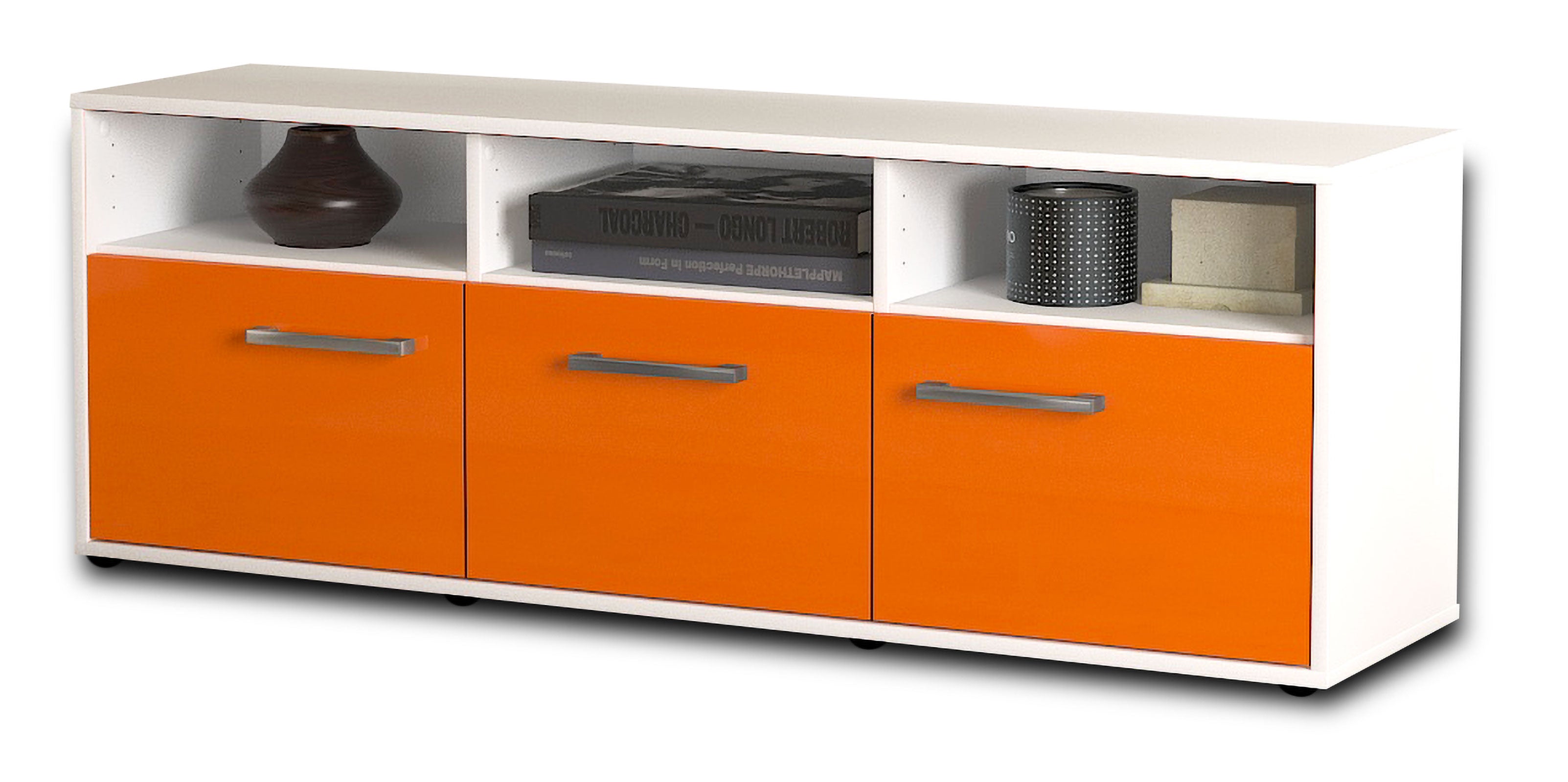 Lowboard - Andrina - Design Hochglanz - Freistehend mit Griffe 136 cm Weiss