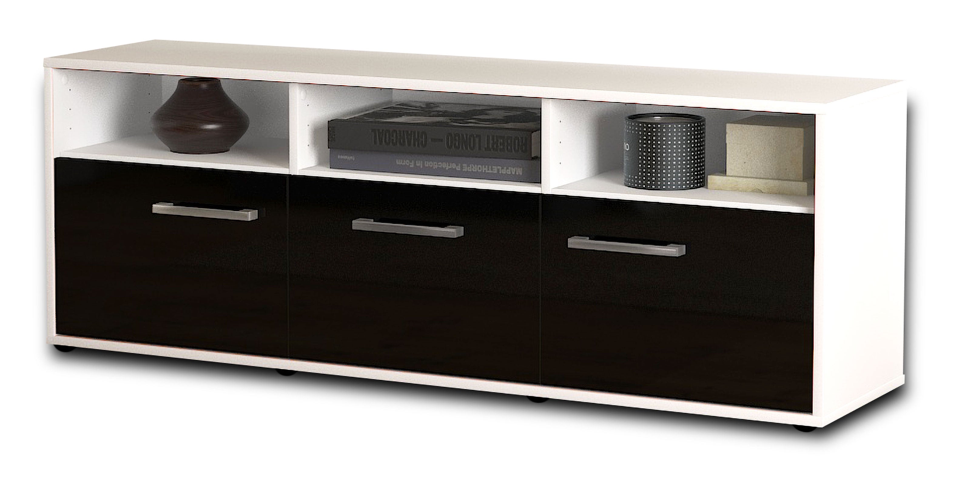 Lowboard - Andrina - Design Hochglanz - Freistehend mit Griffe 136 cm Weiss