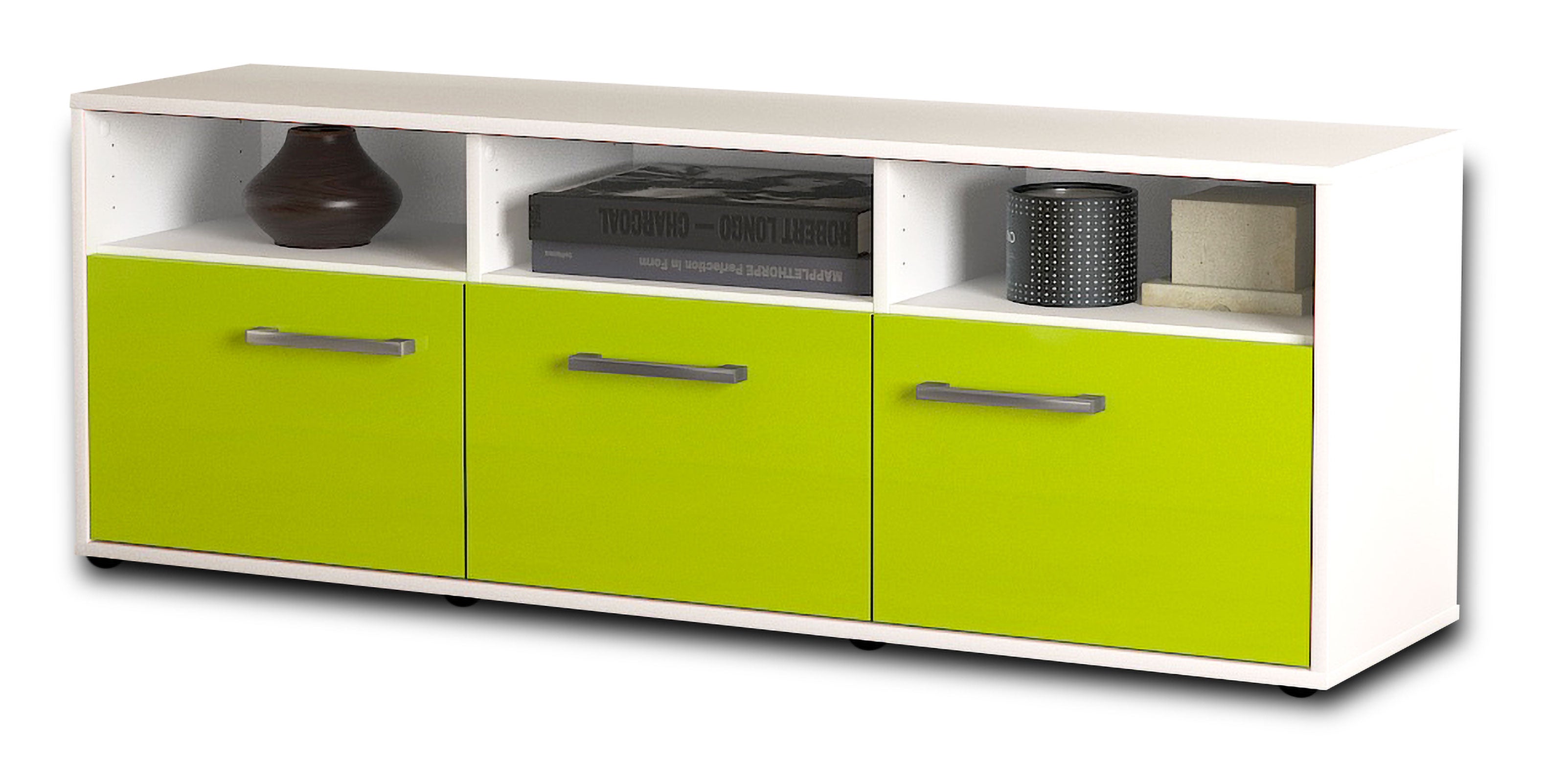 Lowboard - Andrina - Design Hochglanz - Freistehend mit Griffe 136 cm Weiss