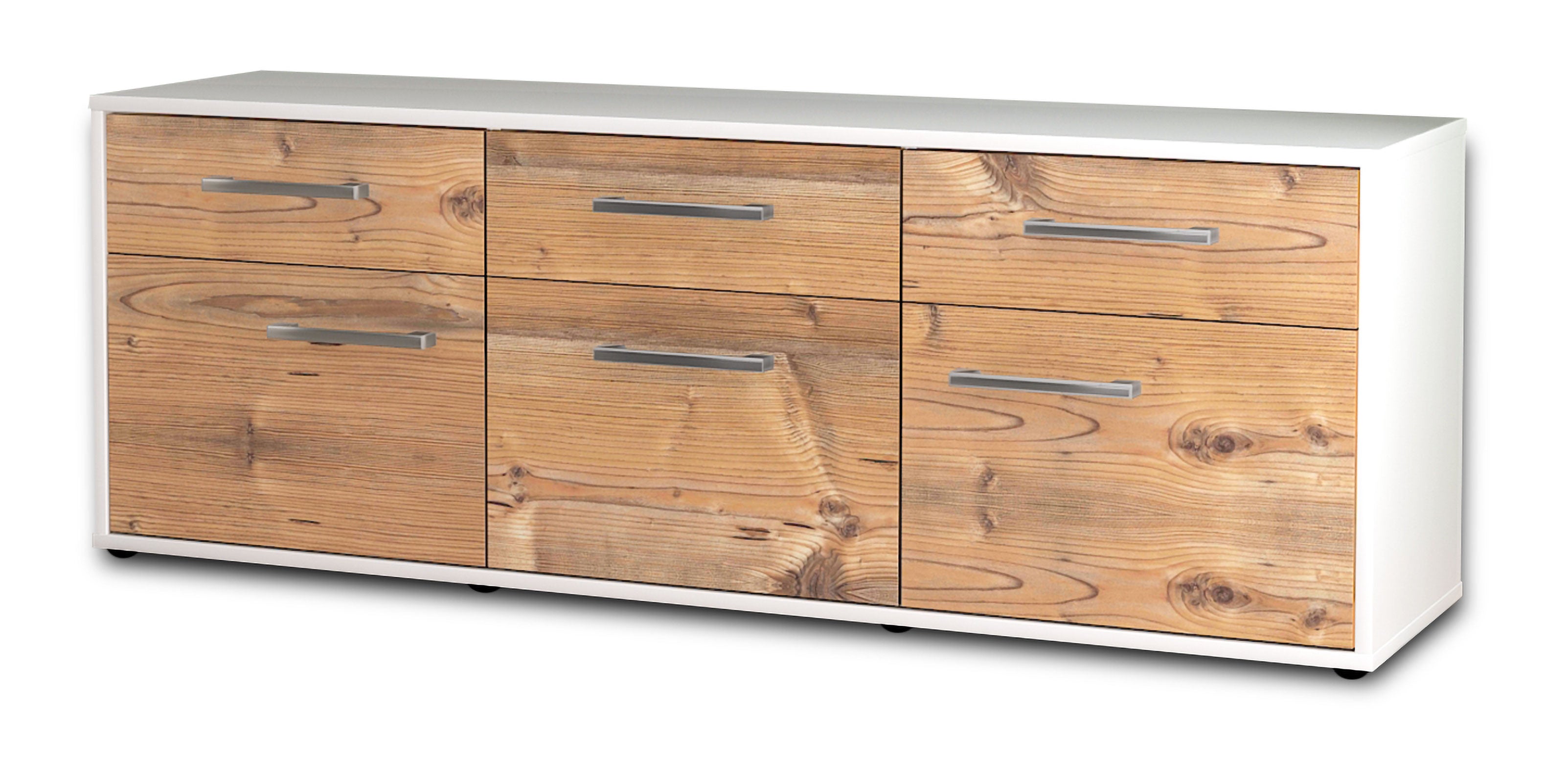 Lowboard - Angela - Design Holzdekor - Freistehend mit Griffe 136 cm Weiss