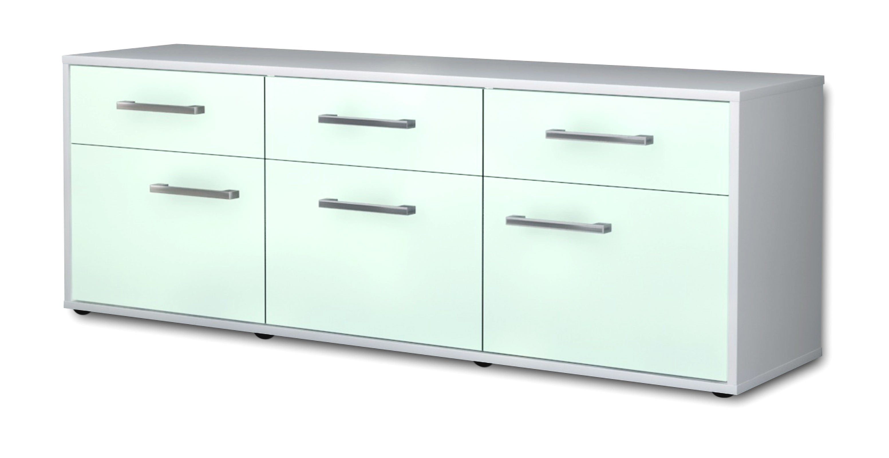 Lowboard - Angela - Design Farbakzent - Freistehend mit Griffe 136 cm Weiss