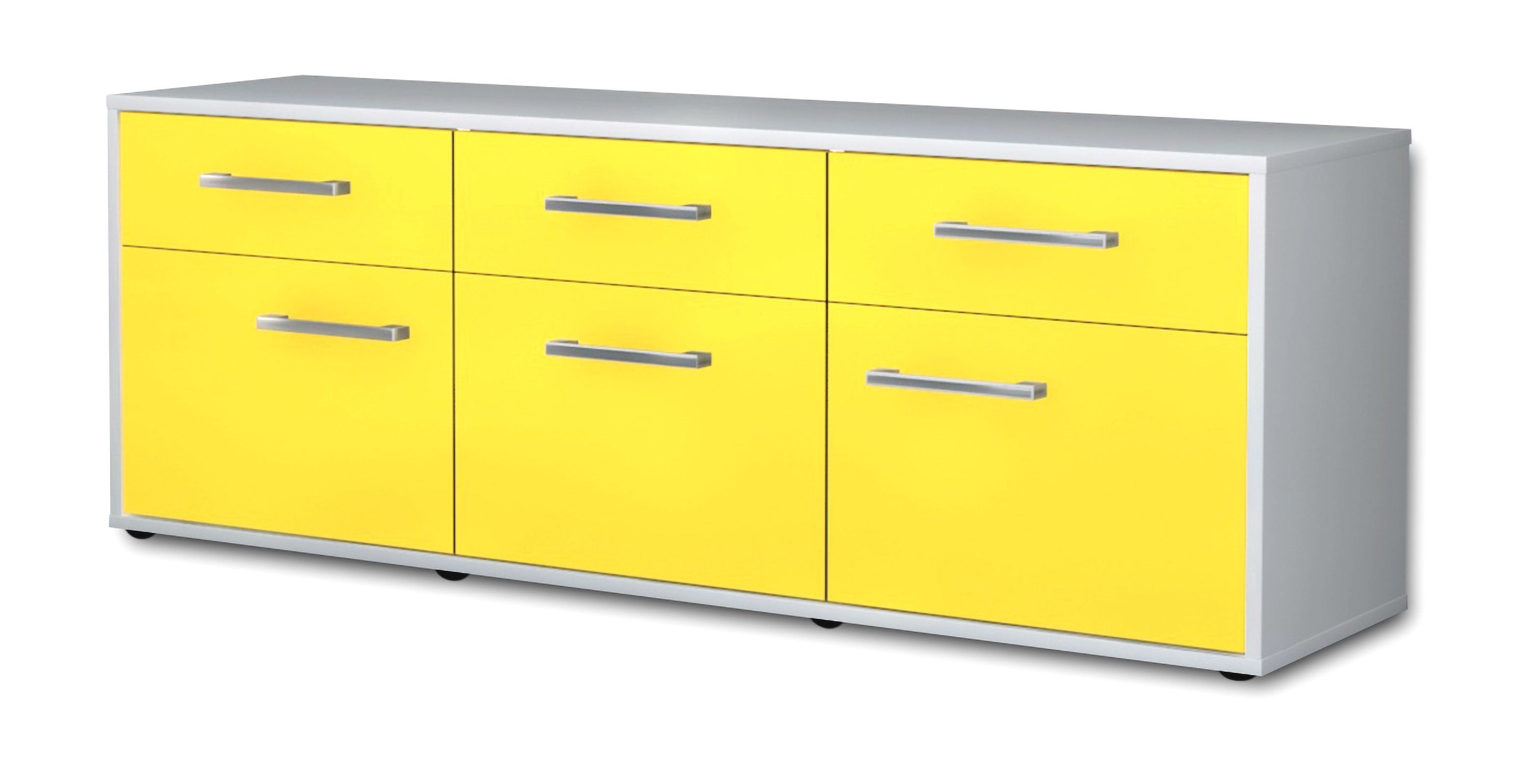 Lowboard - Angela - Design Farbakzent - Freistehend mit Griffe 136 cm Weiss