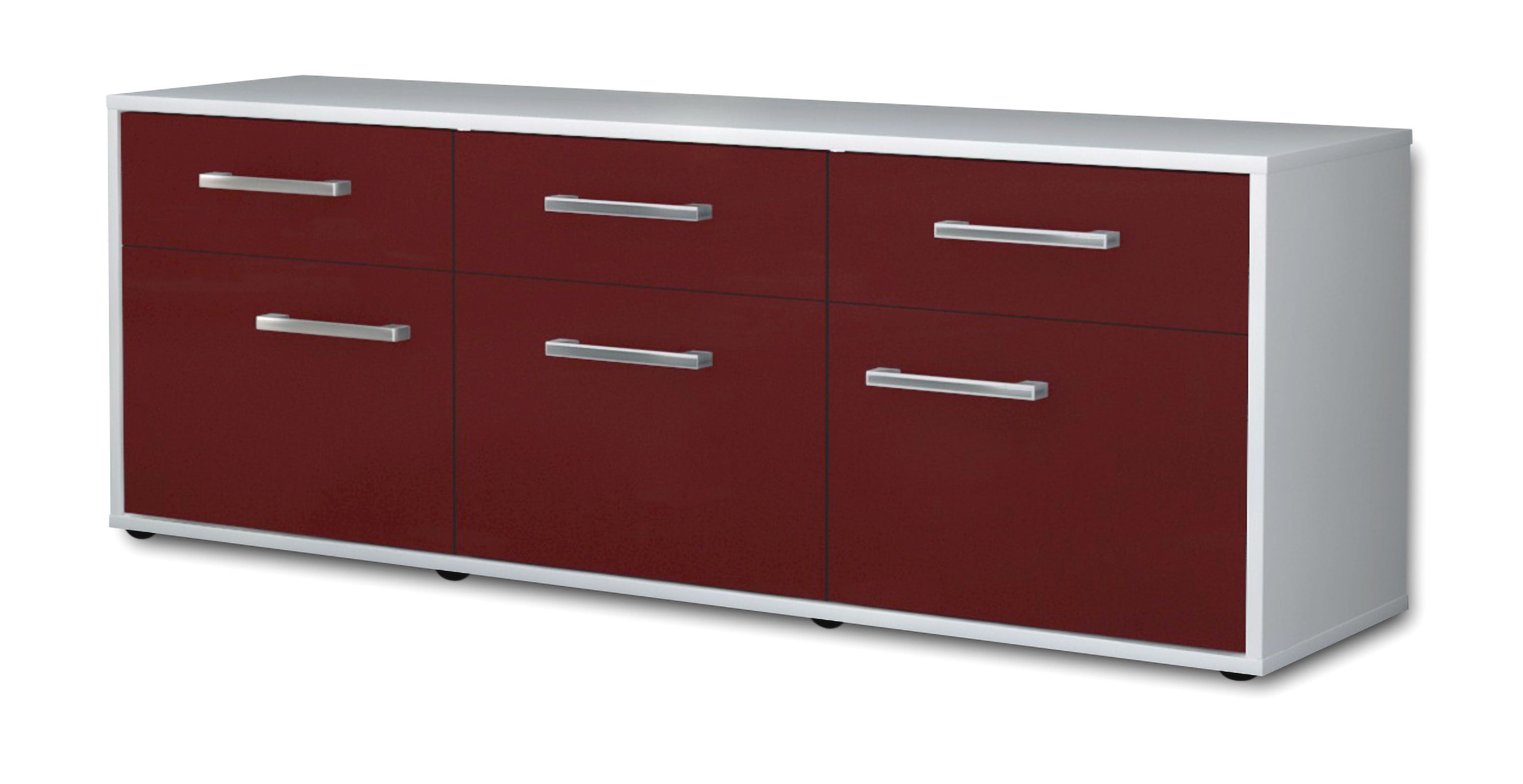 Lowboard - Angela - Design Farbakzent - Freistehend mit Griffe 136 cm Weiss
