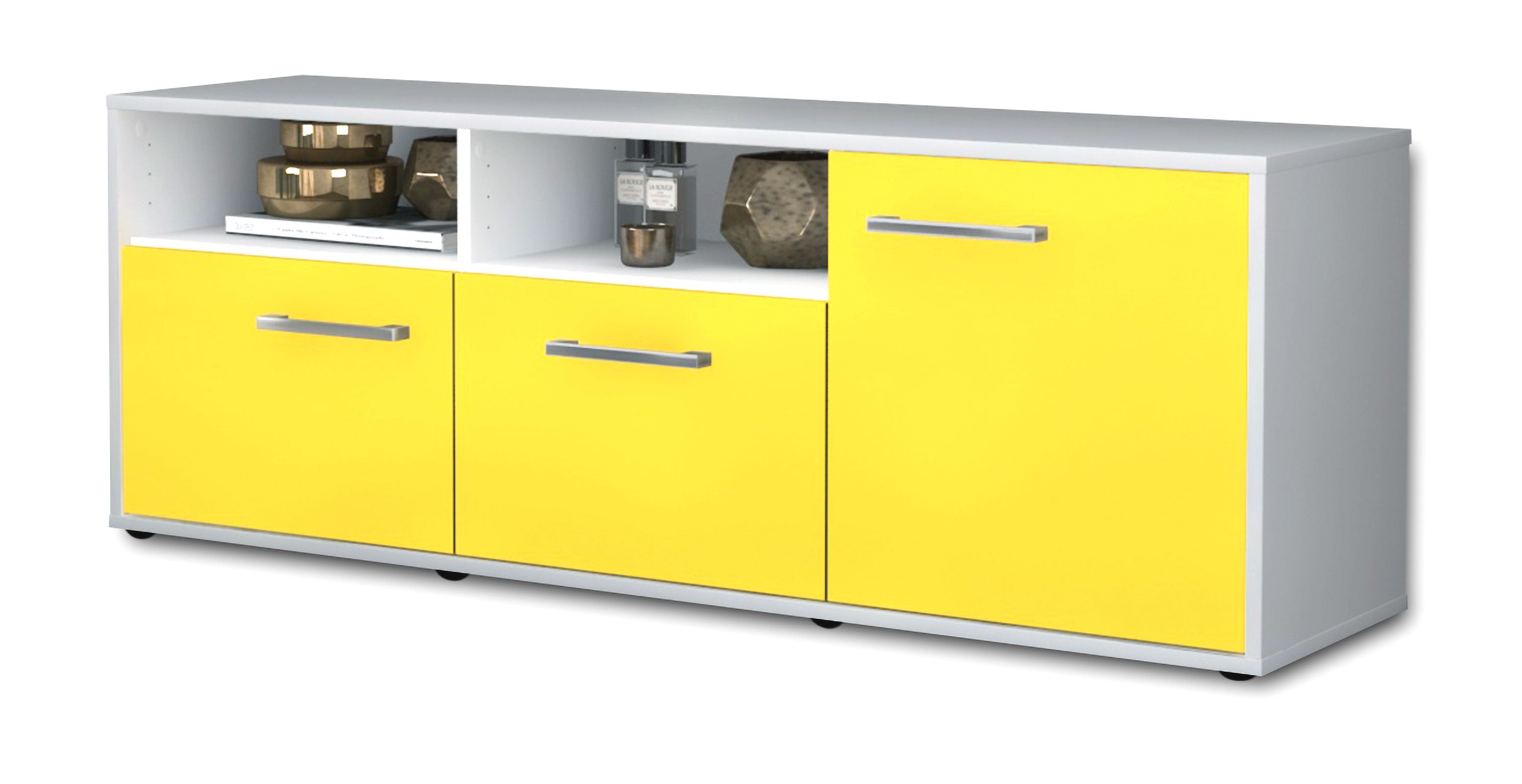 Lowboard - Anina - Design Farbakzent - Freistehend mit Griffe 136 cm Weiss