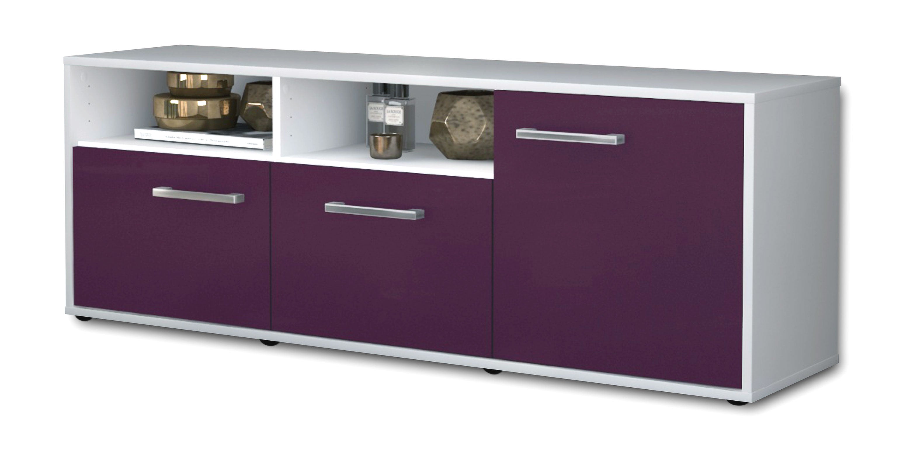 Lowboard - Anina - Design Farbakzent - Freistehend mit Griffe 136 cm Weiss