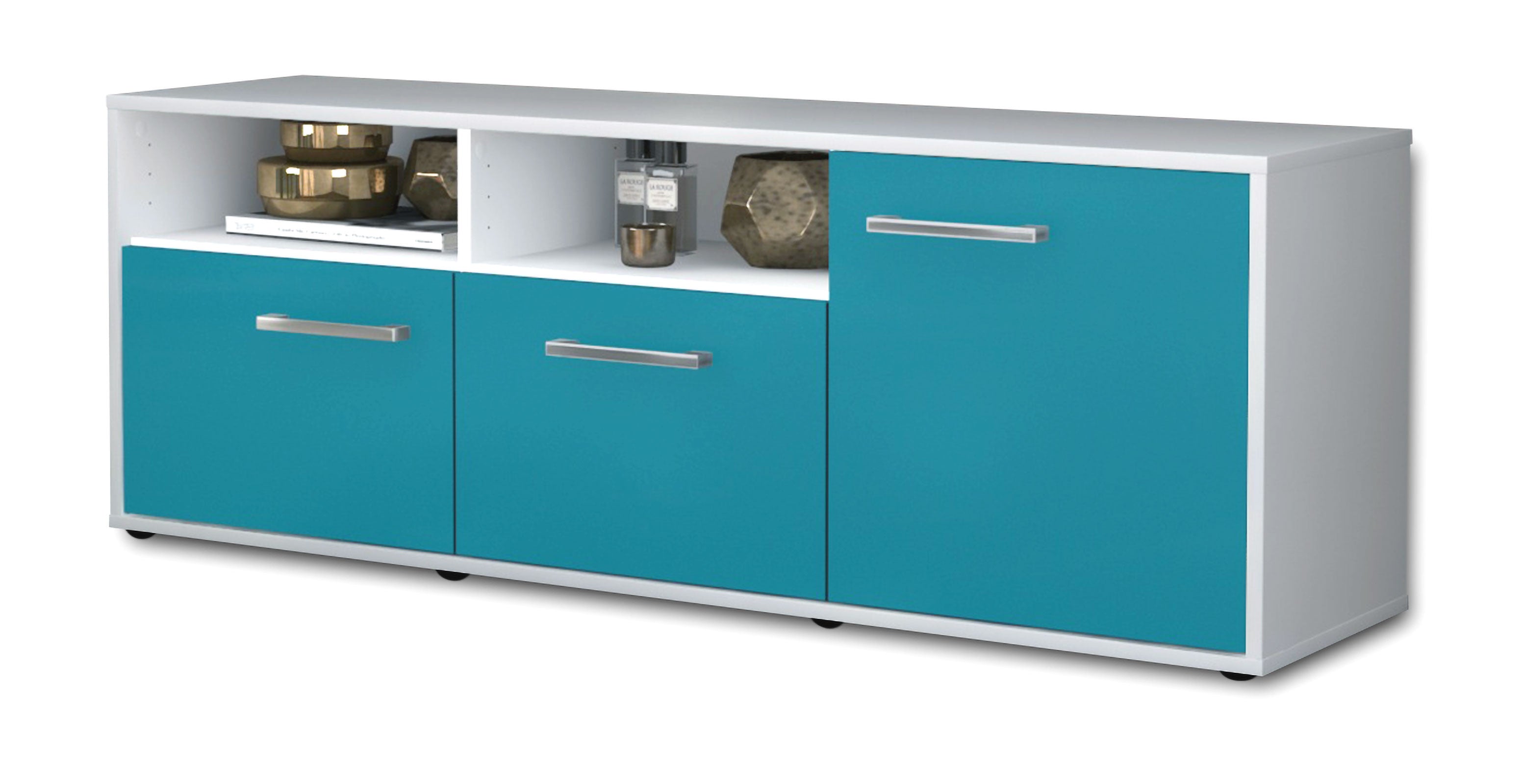 Lowboard - Anina - Design Farbakzent - Freistehend mit Griffe 136 cm Weiss
