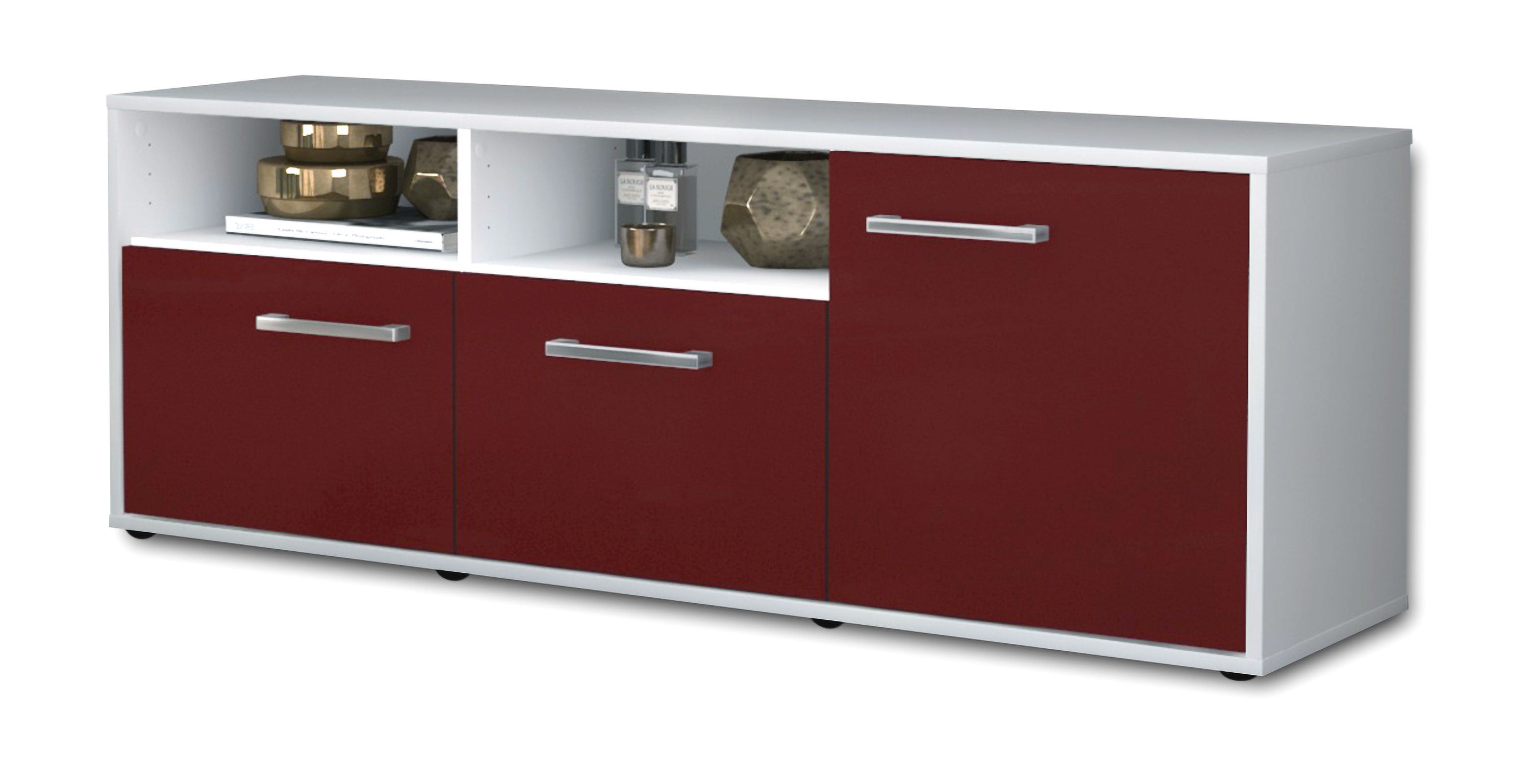 Lowboard - Anina - Design Farbakzent - Freistehend mit Griffe 136 cm Weiss