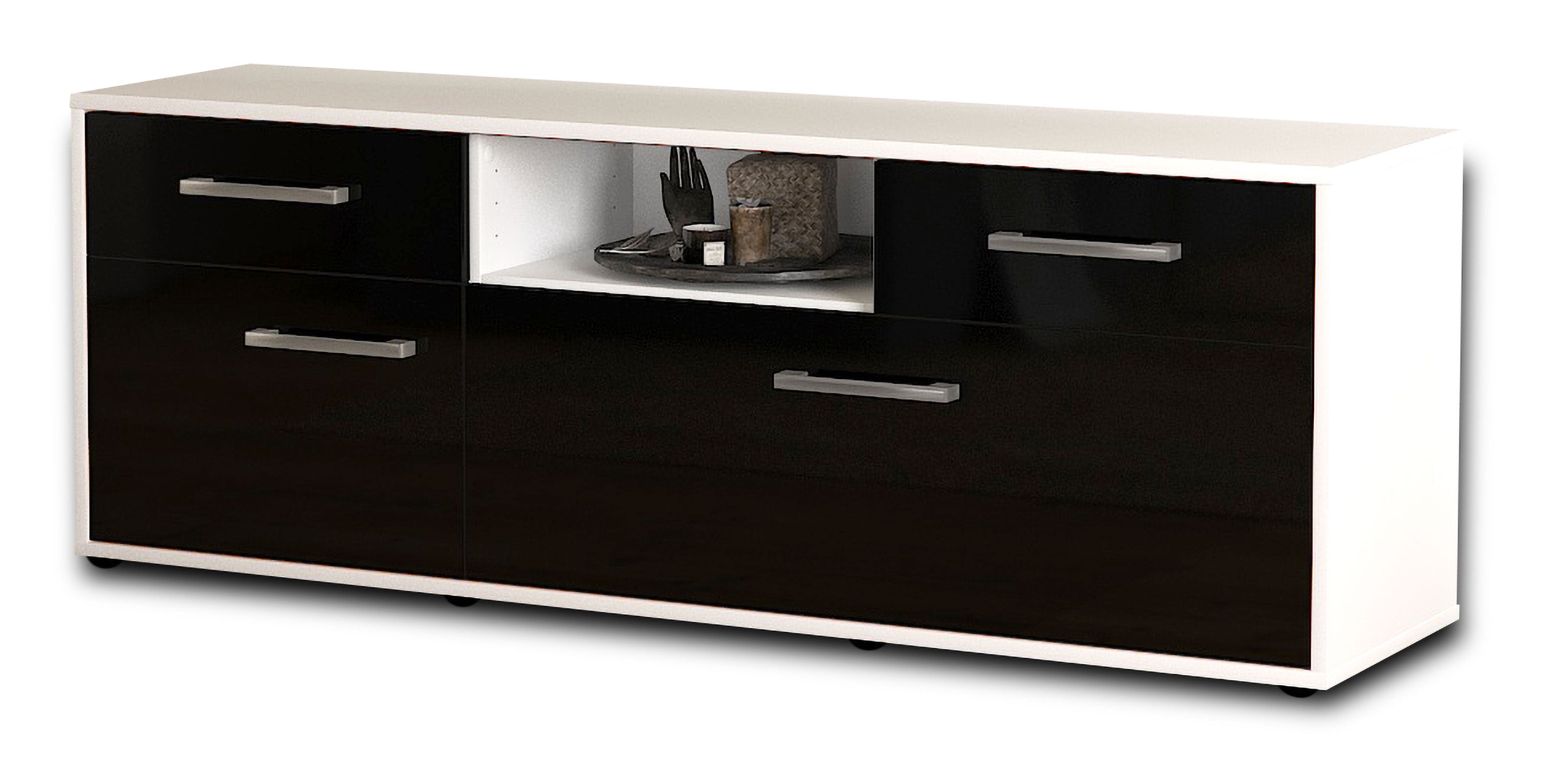 Lowboard - Anita - Design Hochglanz - Freistehend mit Griffe 136 cm Weiss