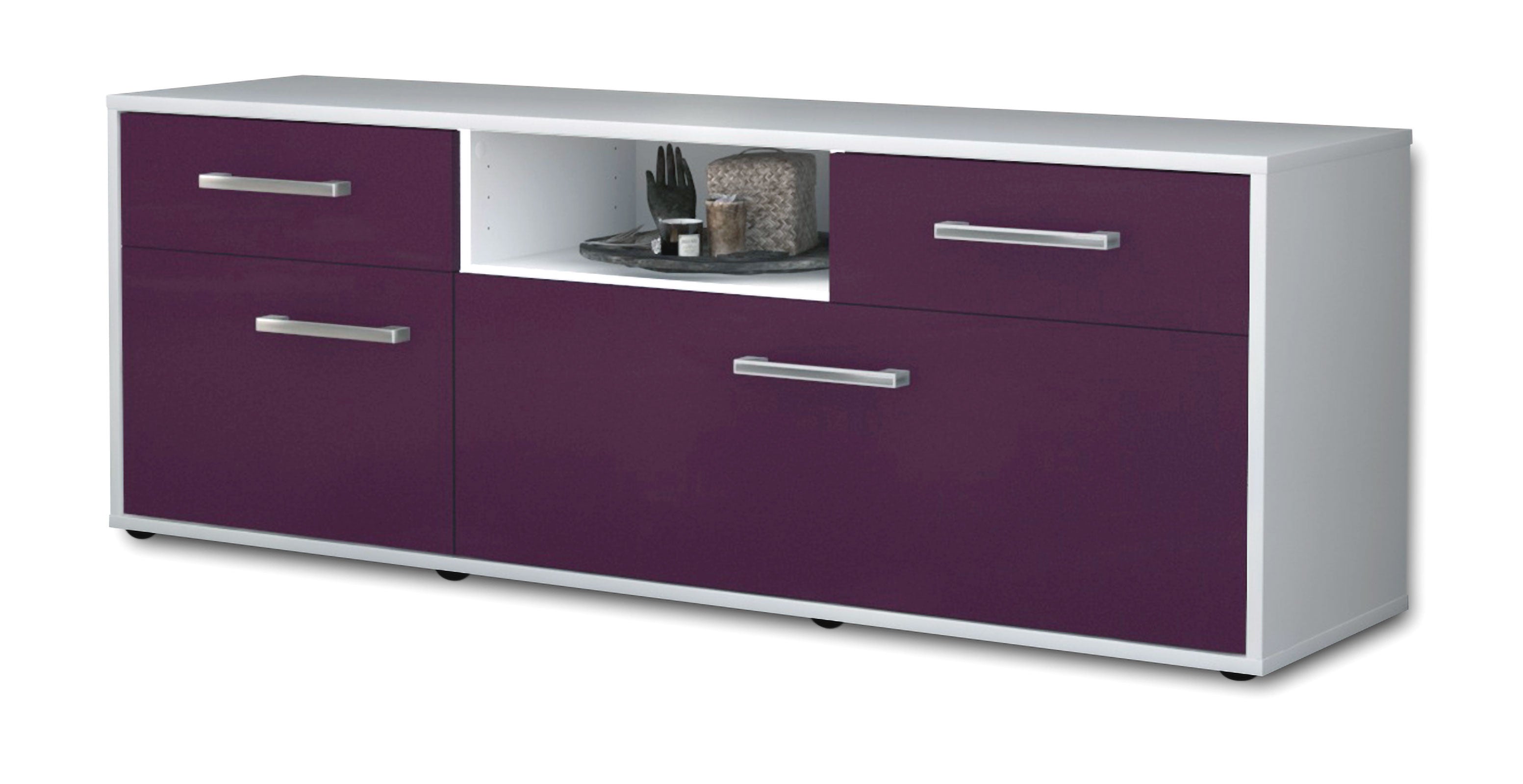 Lowboard - Anita - Design Farbakzent - Freistehend mit Griffe 136 cm Weiss