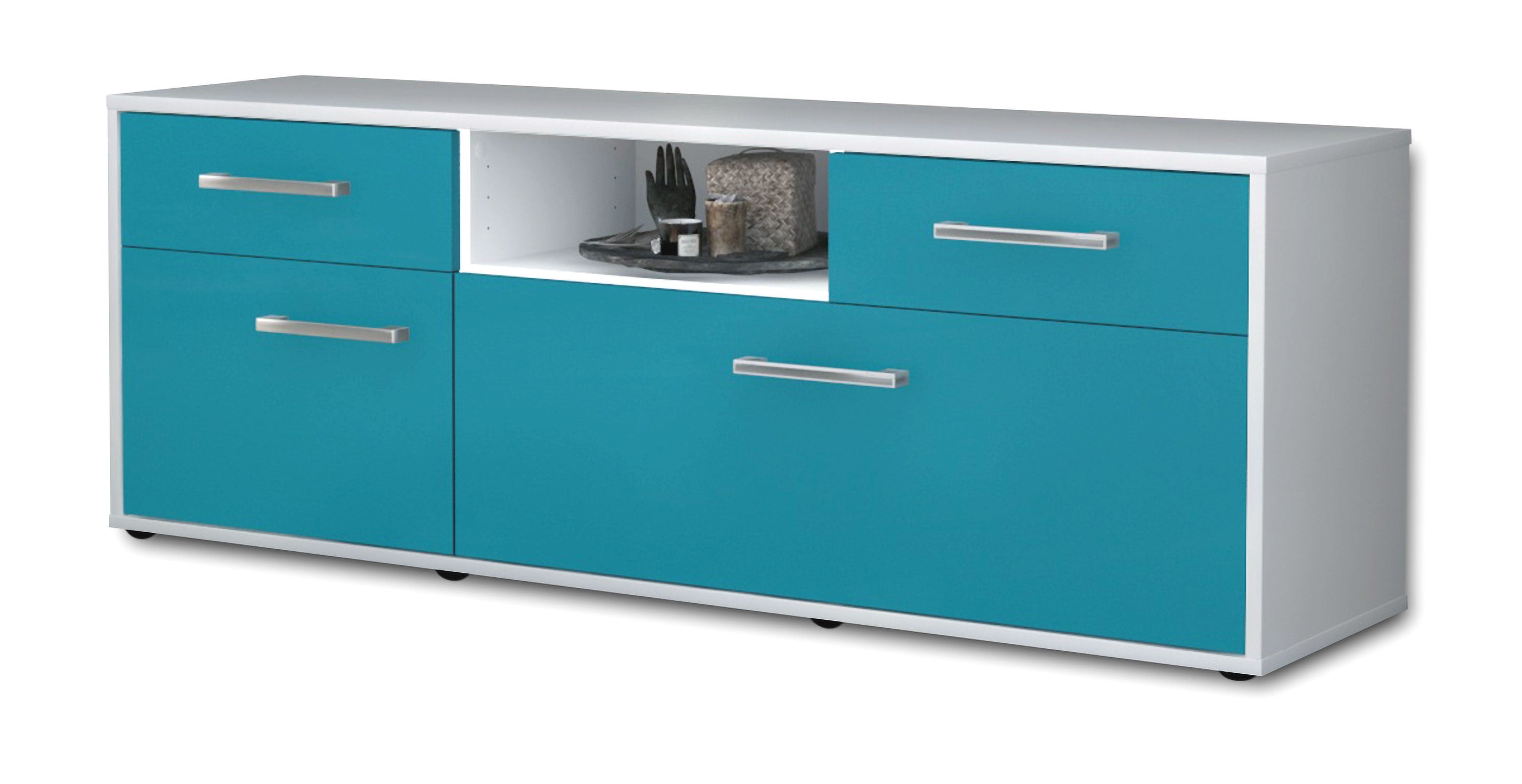 Lowboard - Anita - Design Farbakzent - Freistehend mit Griffe 136 cm Weiss