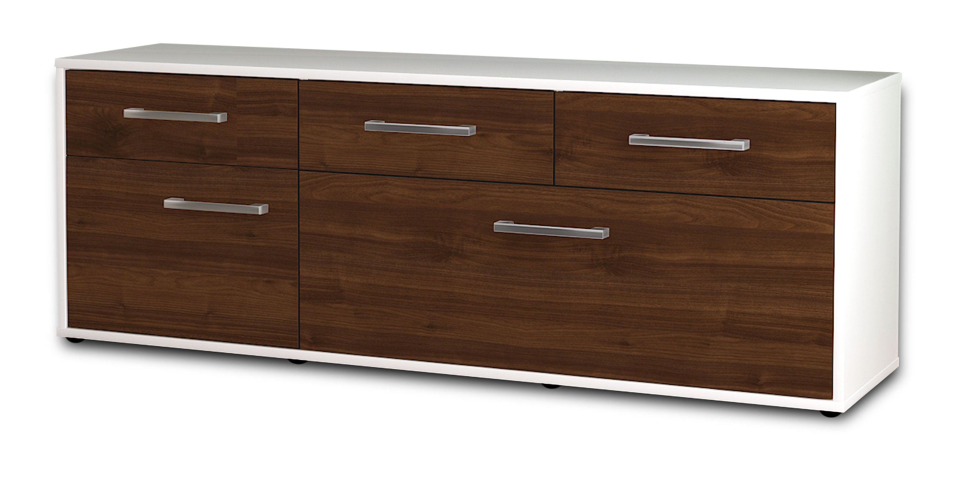 Lowboard - Anjelika - Design Holzdekor - Freistehend mit Griffe 136 cm Weiss