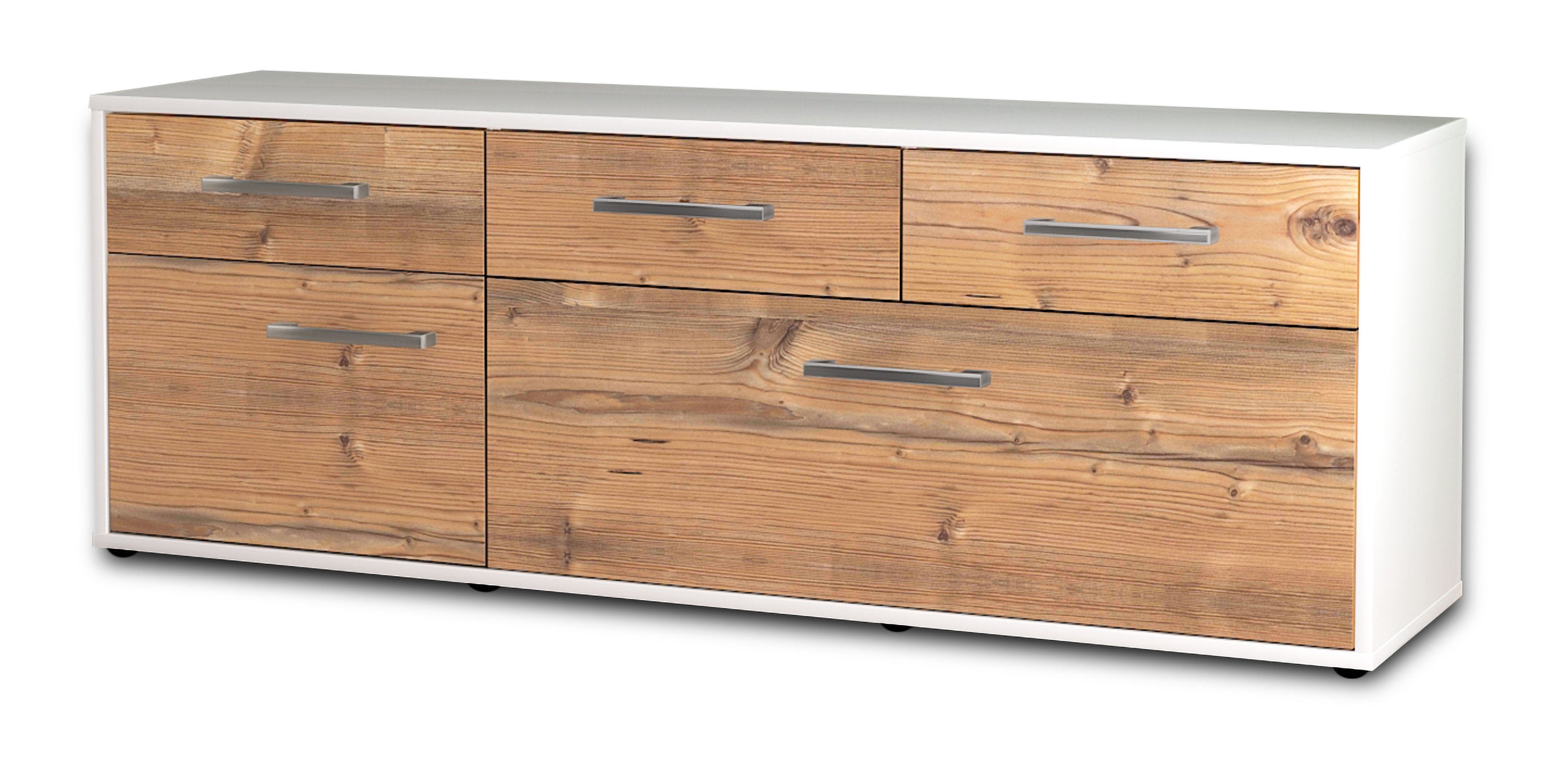 Lowboard - Anjelika - Design Holzdekor - Freistehend mit Griffe 136 cm Weiss