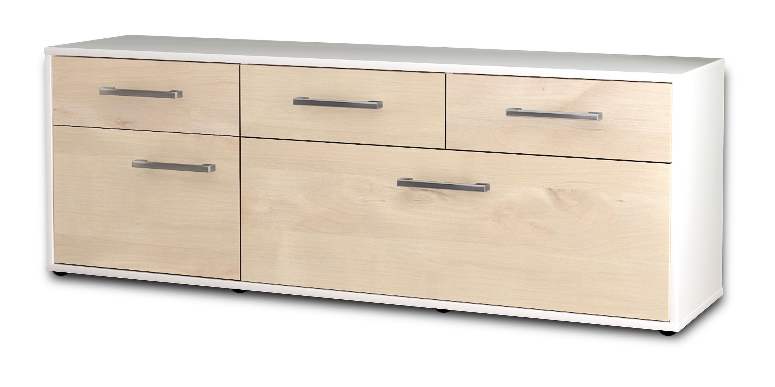 Lowboard - Anjelika - Design Holzdekor - Freistehend mit Griffe 136 cm Weiss