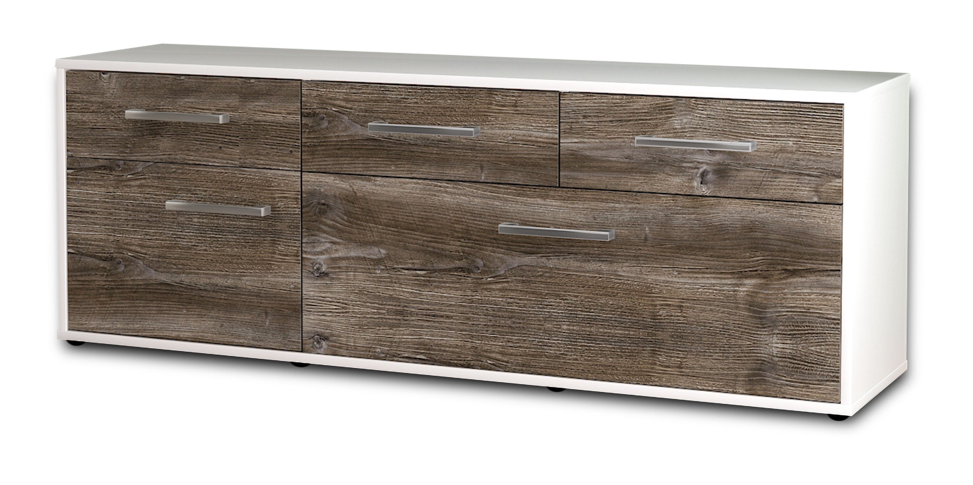Lowboard - Anjelika - Design Holzdekor - Freistehend mit Griffe 136 cm Weiss