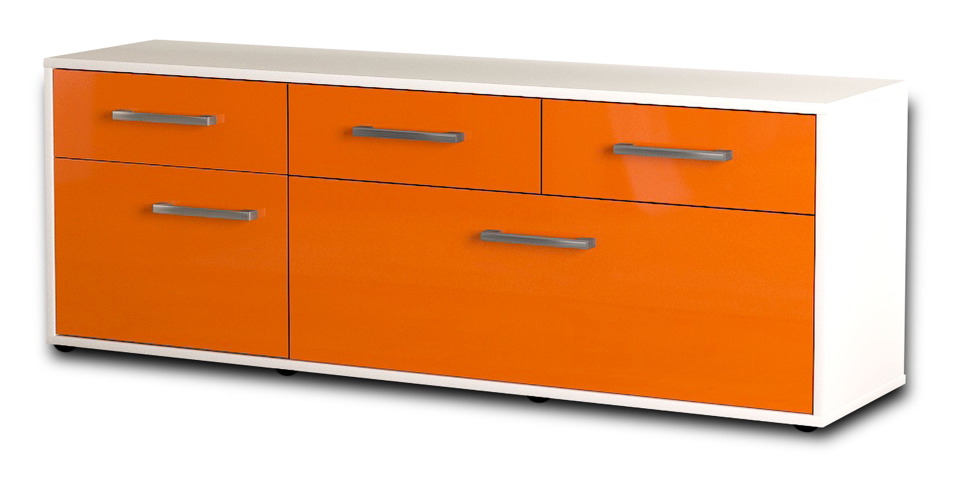 Lowboard - Anjelika - Design Hochglanz - Freistehend mit Griffe 136 cm Weiss