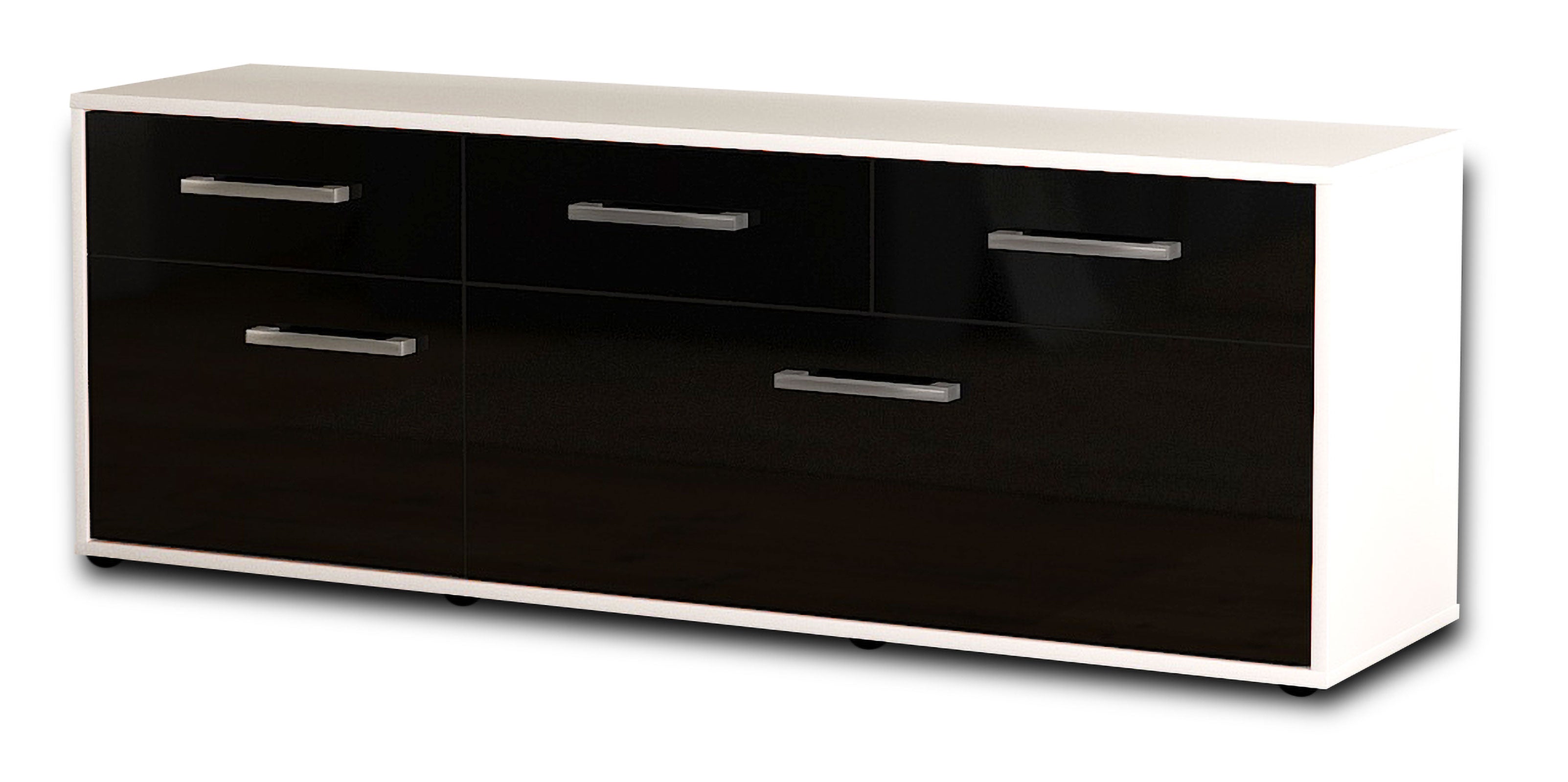 Lowboard - Anjelika - Design Hochglanz - Freistehend mit Griffe 136 cm Weiss