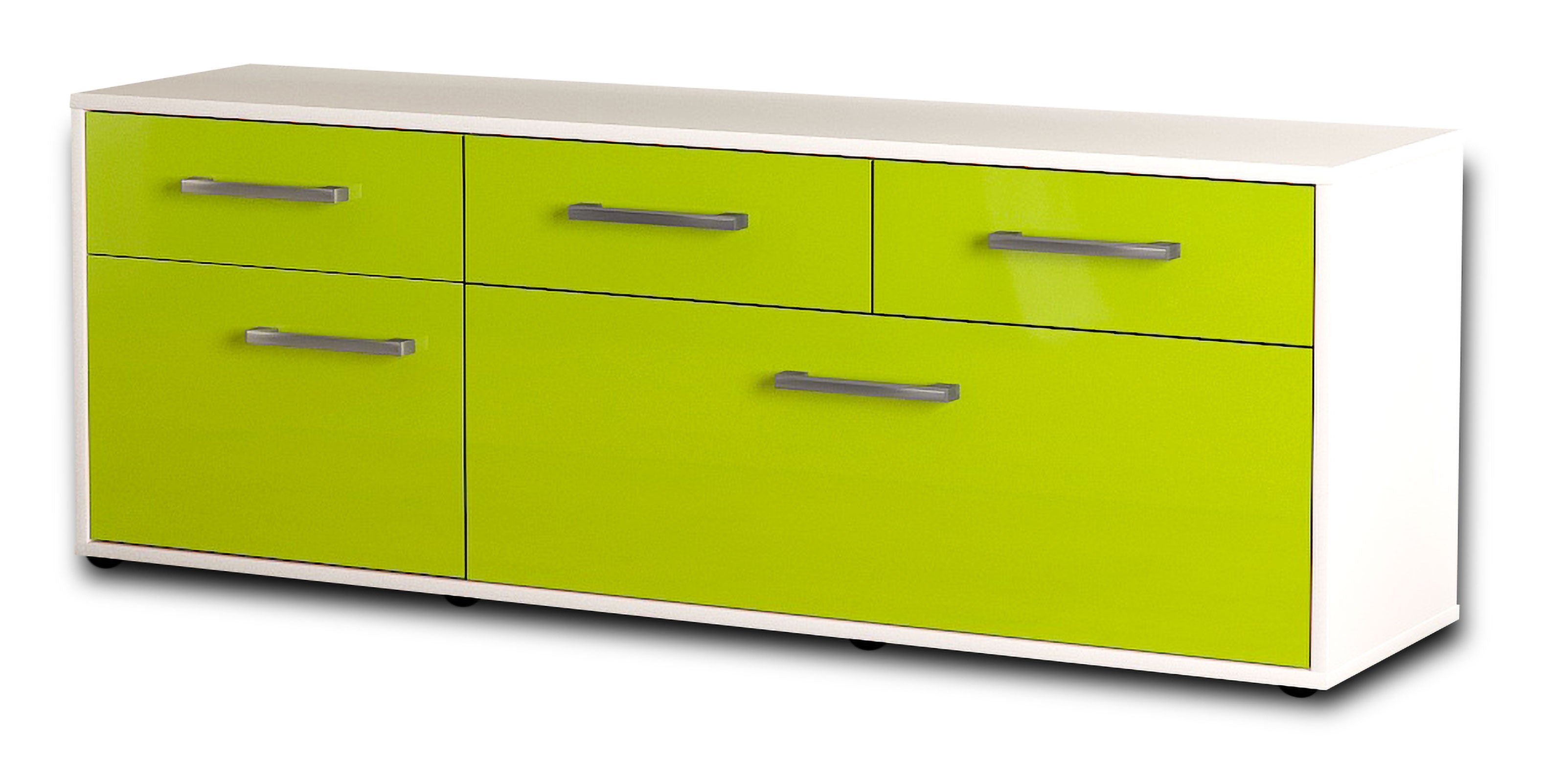 Lowboard - Anjelika - Design Hochglanz - Freistehend mit Griffe 136 cm Weiss