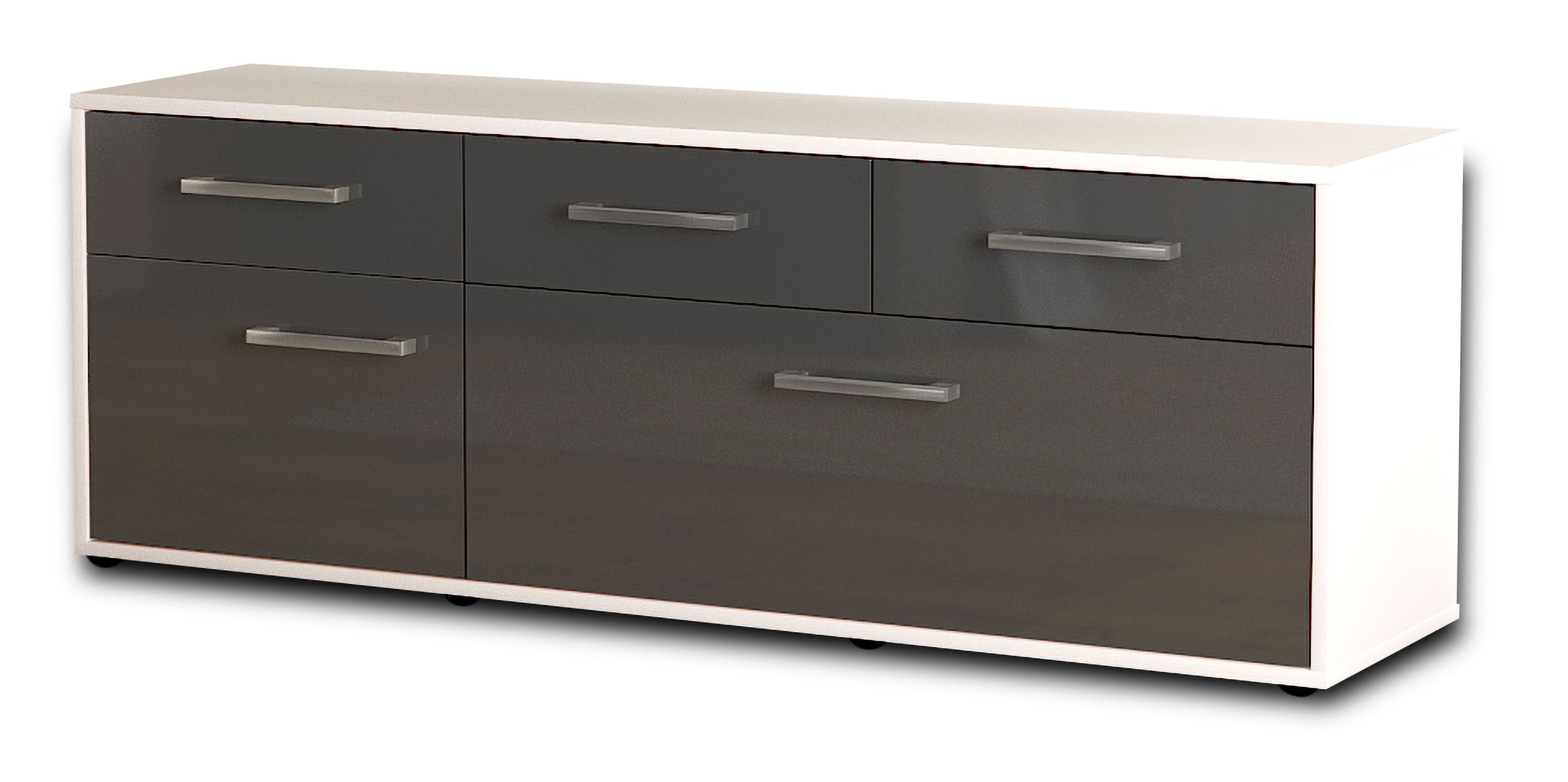 Lowboard - Anjelika - Design Hochglanz - Freistehend mit Griffe 136 cm Weiss