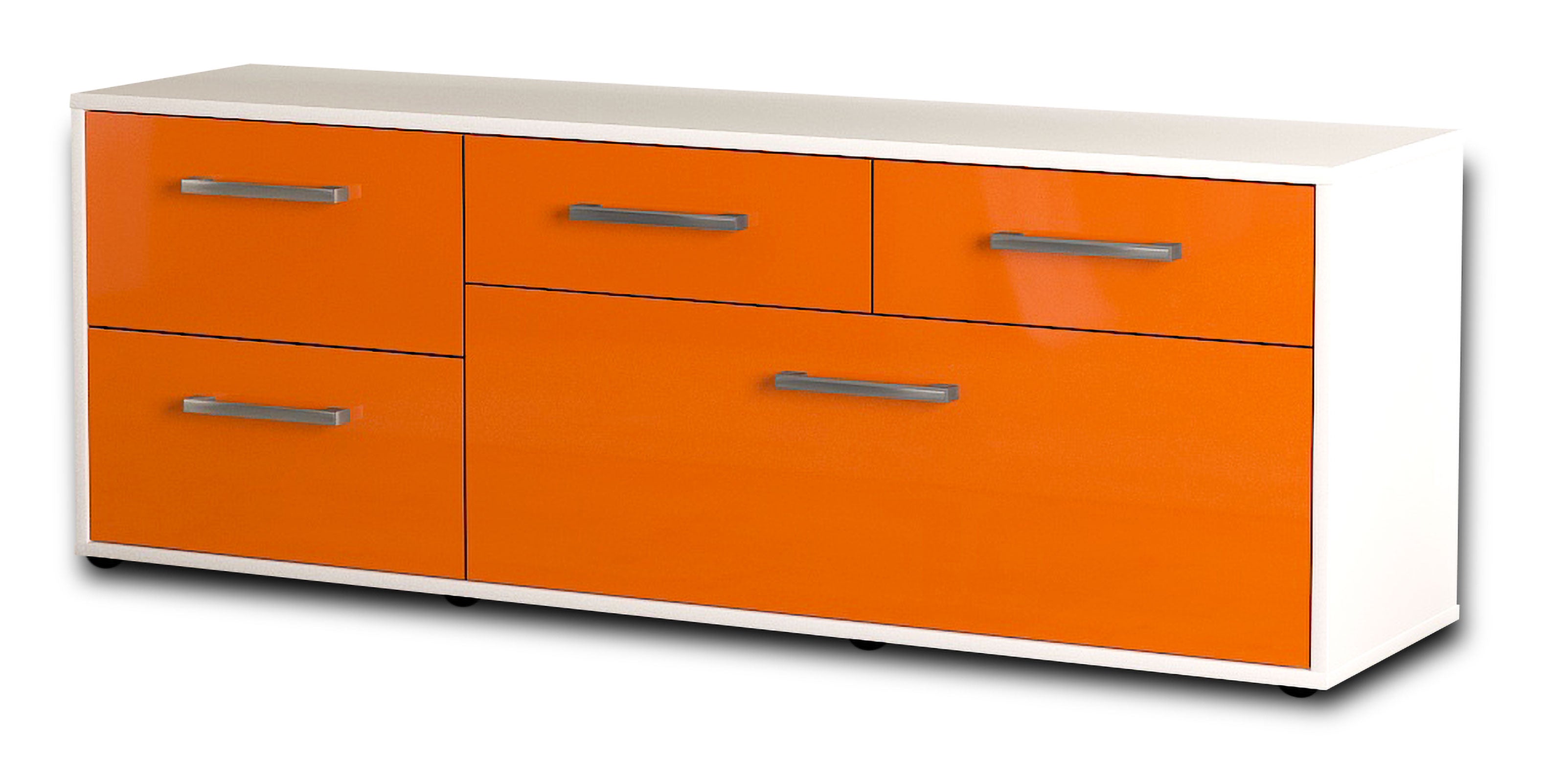 Lowboard - Anna - Design Hochglanz - Freistehend mit Griffe 136 cm Weiss