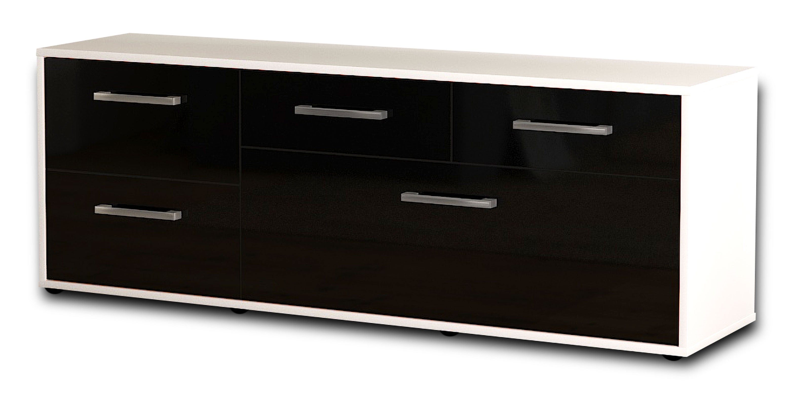 Lowboard - Anna - Design Hochglanz - Freistehend mit Griffe 136 cm Weiss