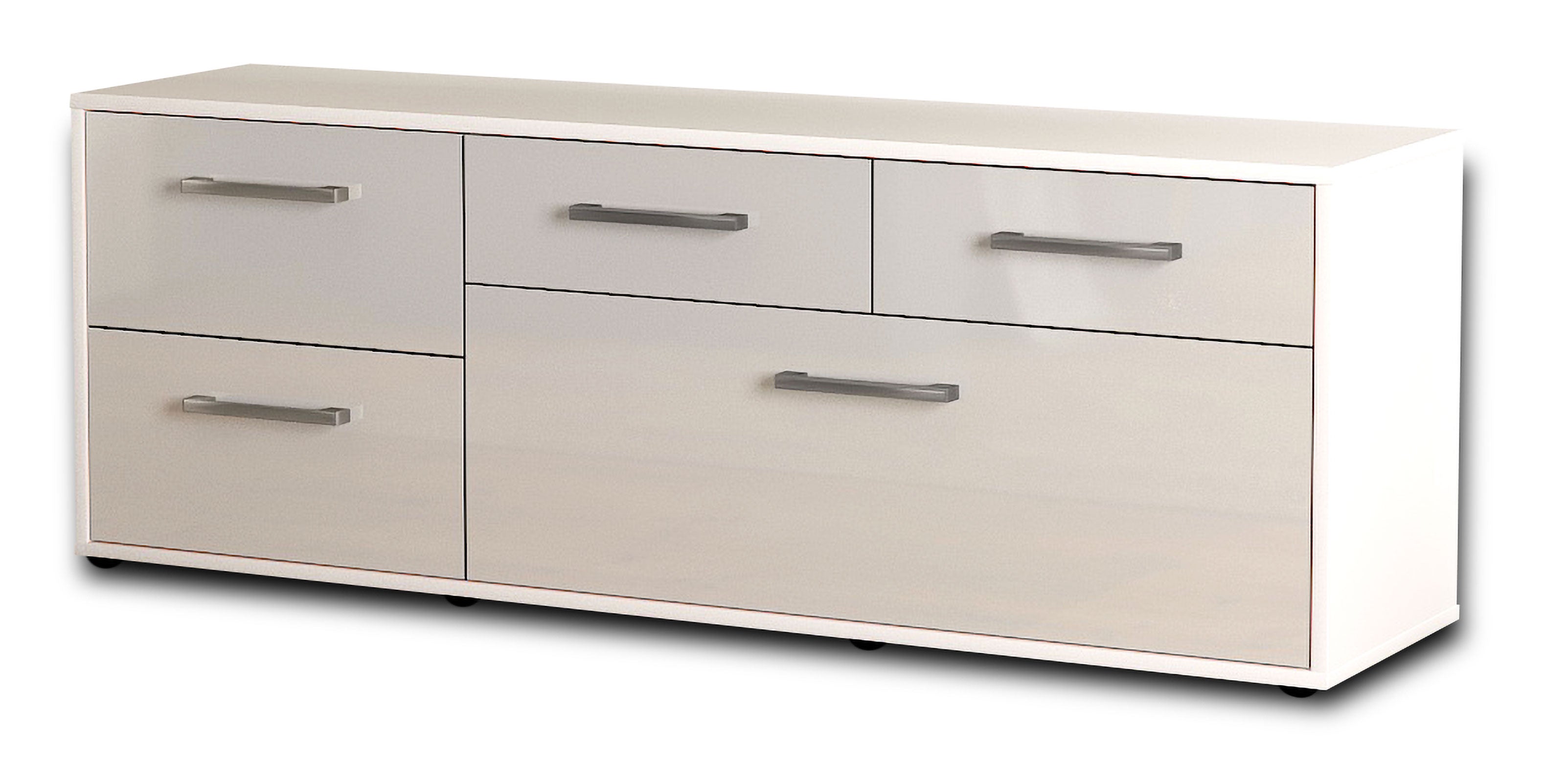 Lowboard - Anna - Design Hochglanz - Freistehend mit Griffe 136 cm Weiss