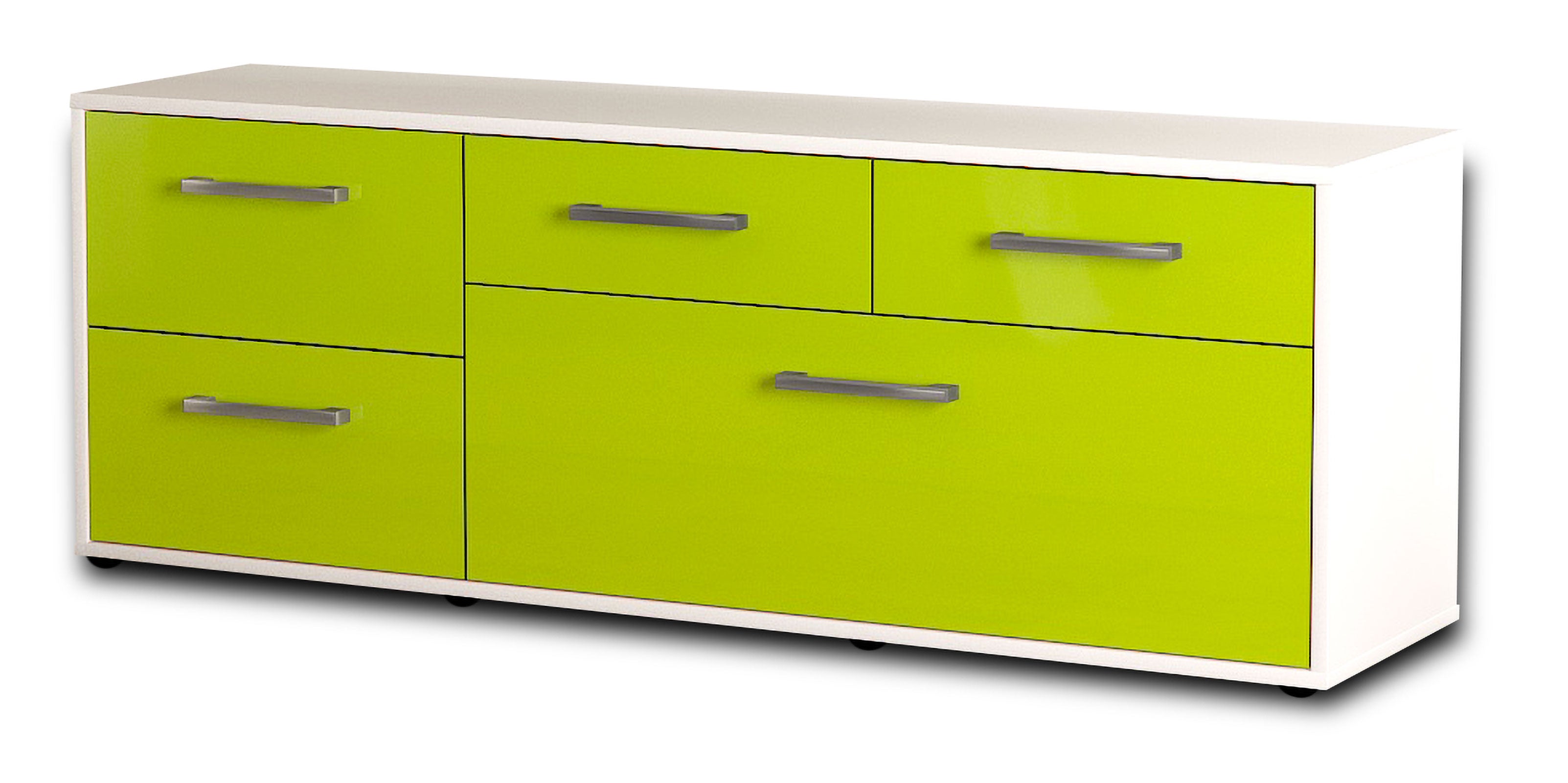 Lowboard - Anna - Design Hochglanz - Freistehend mit Griffe 136 cm Weiss