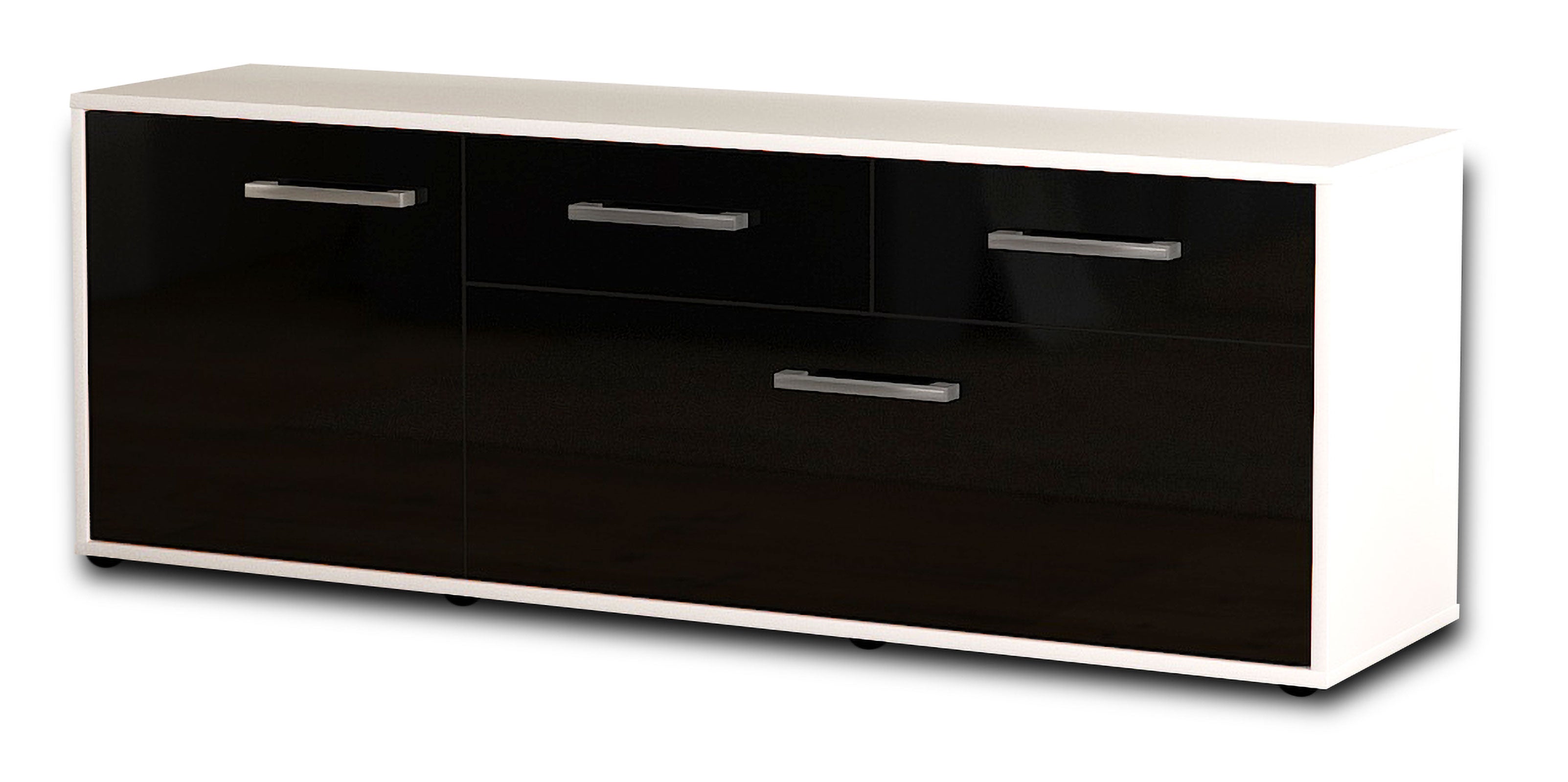 Lowboard - Annabell - Design Hochglanz - Freistehend mit Griffe 136 cm Weiss