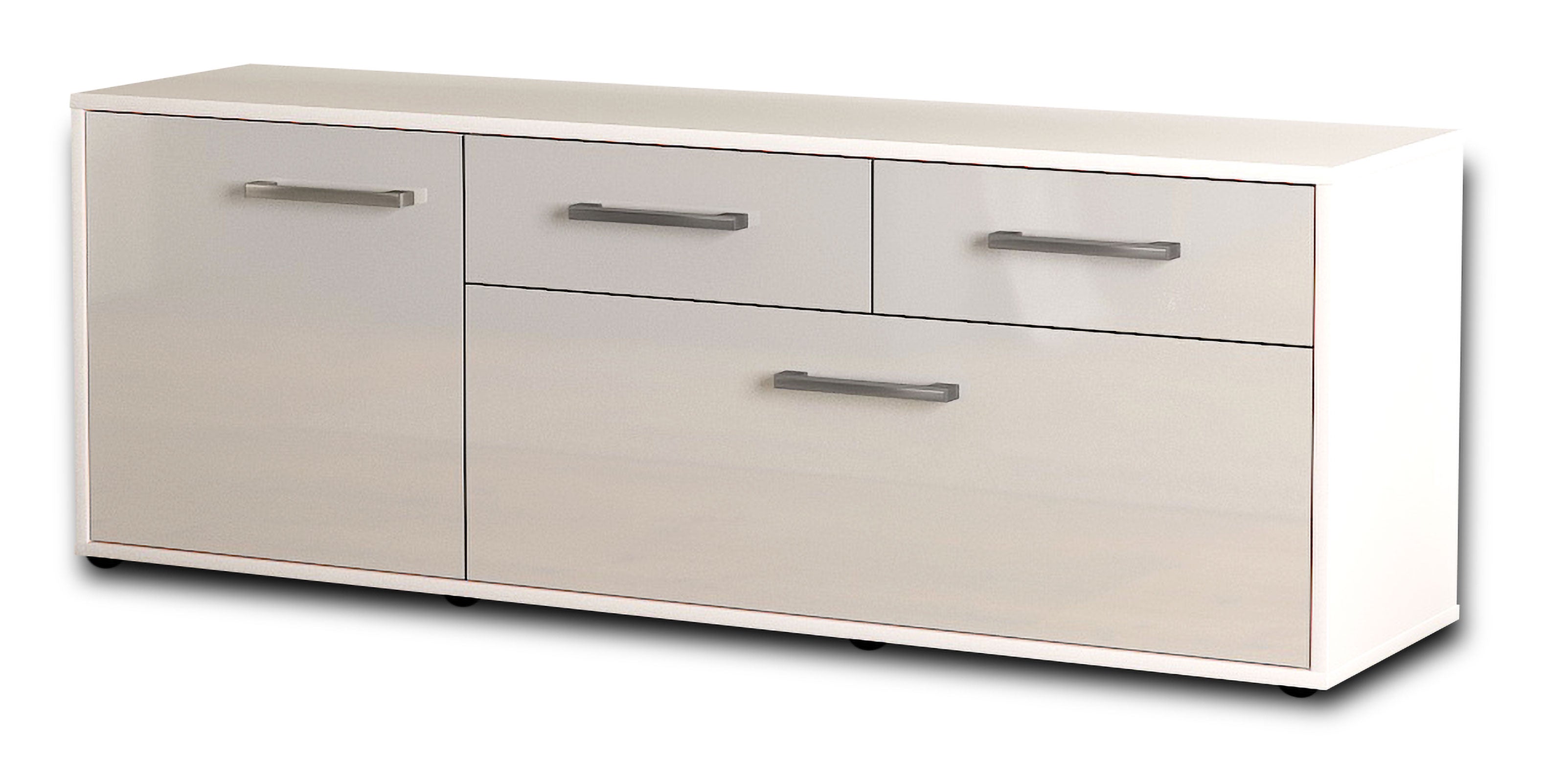 Lowboard - Annabell - Design Hochglanz - Freistehend mit Griffe 136 cm Weiss