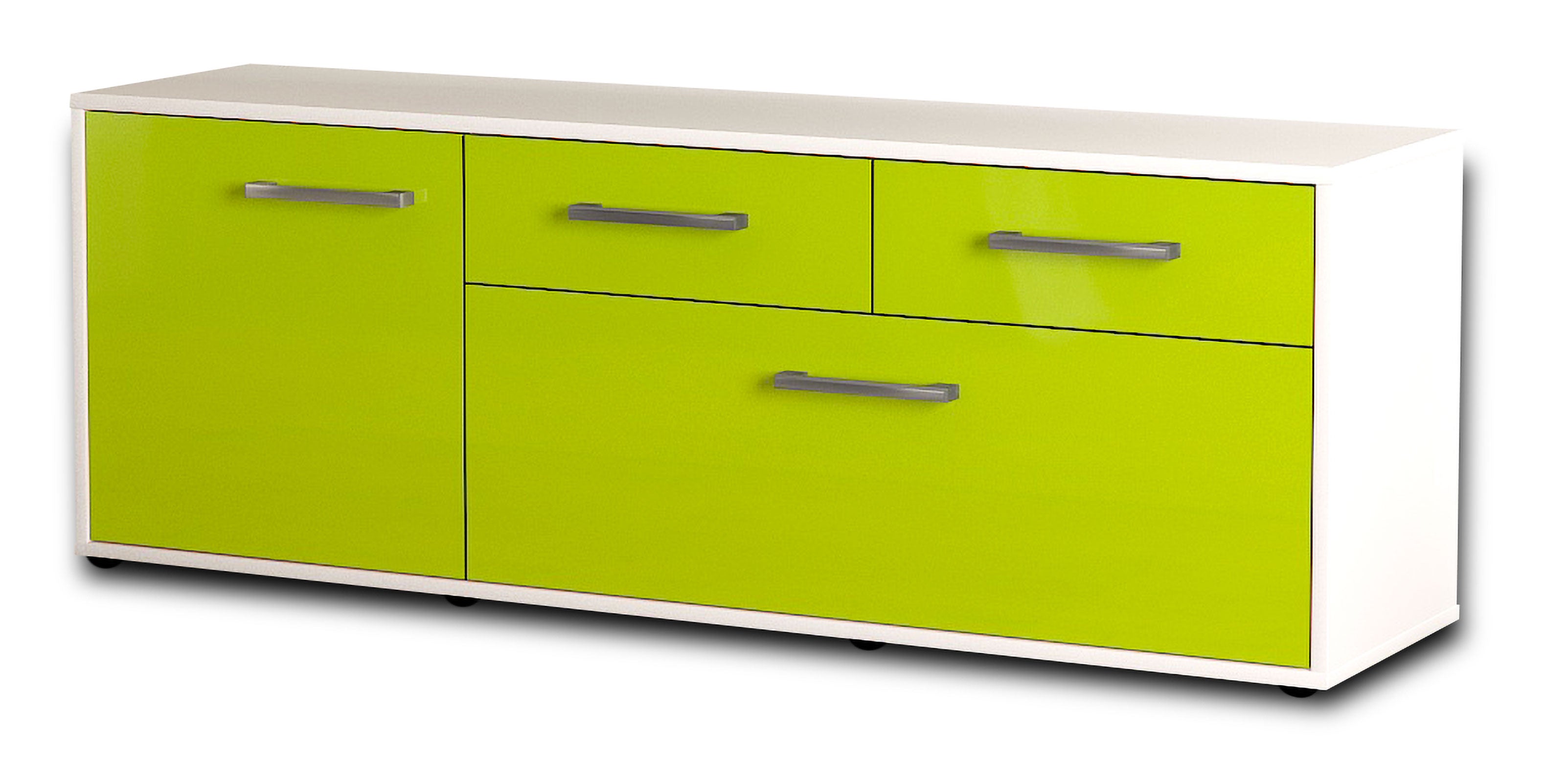 Lowboard - Annabell - Design Hochglanz - Freistehend mit Griffe 136 cm Weiss