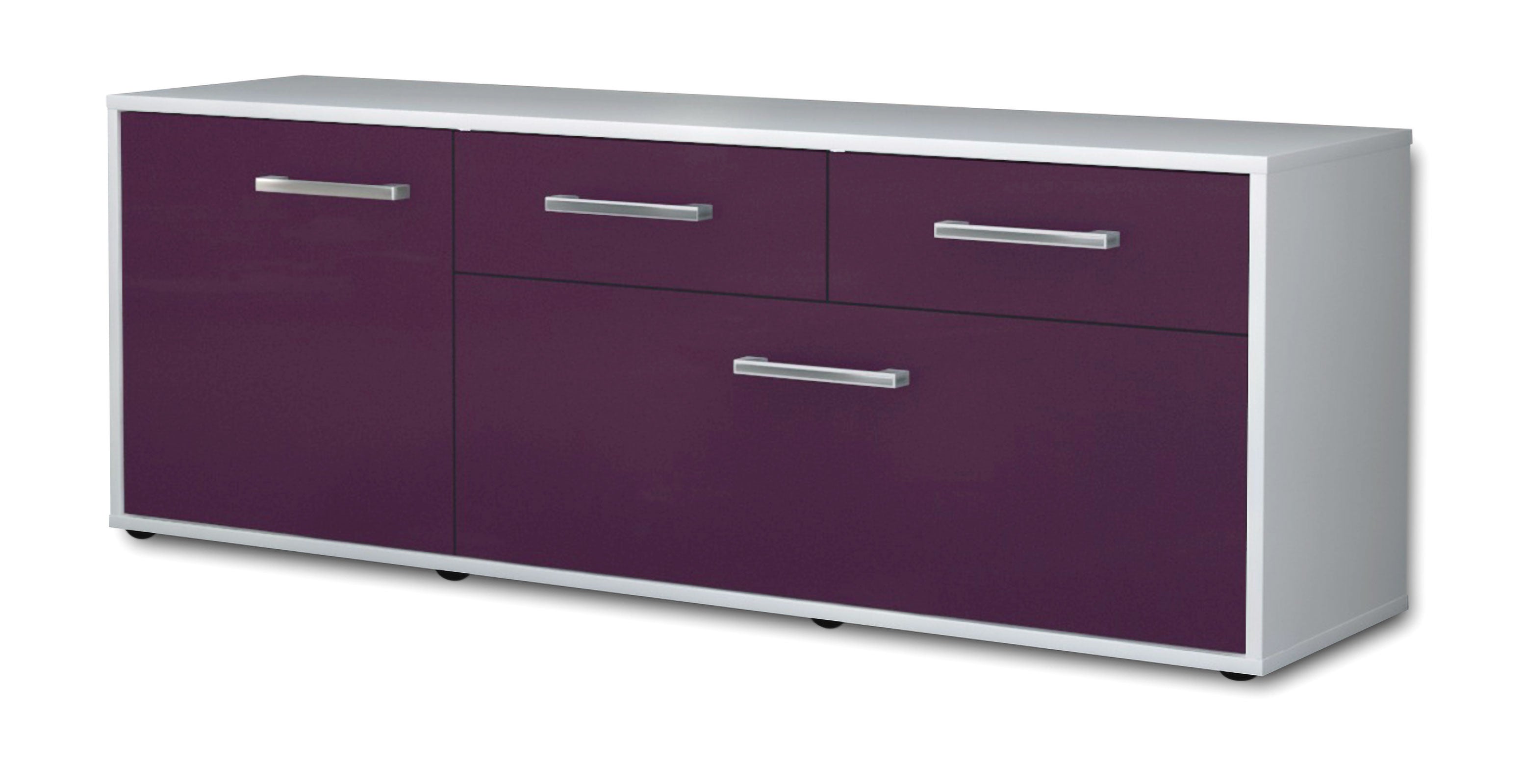 Lowboard - Annabell - Design Farbakzent - Freistehend mit Griffe 136 cm Weiss