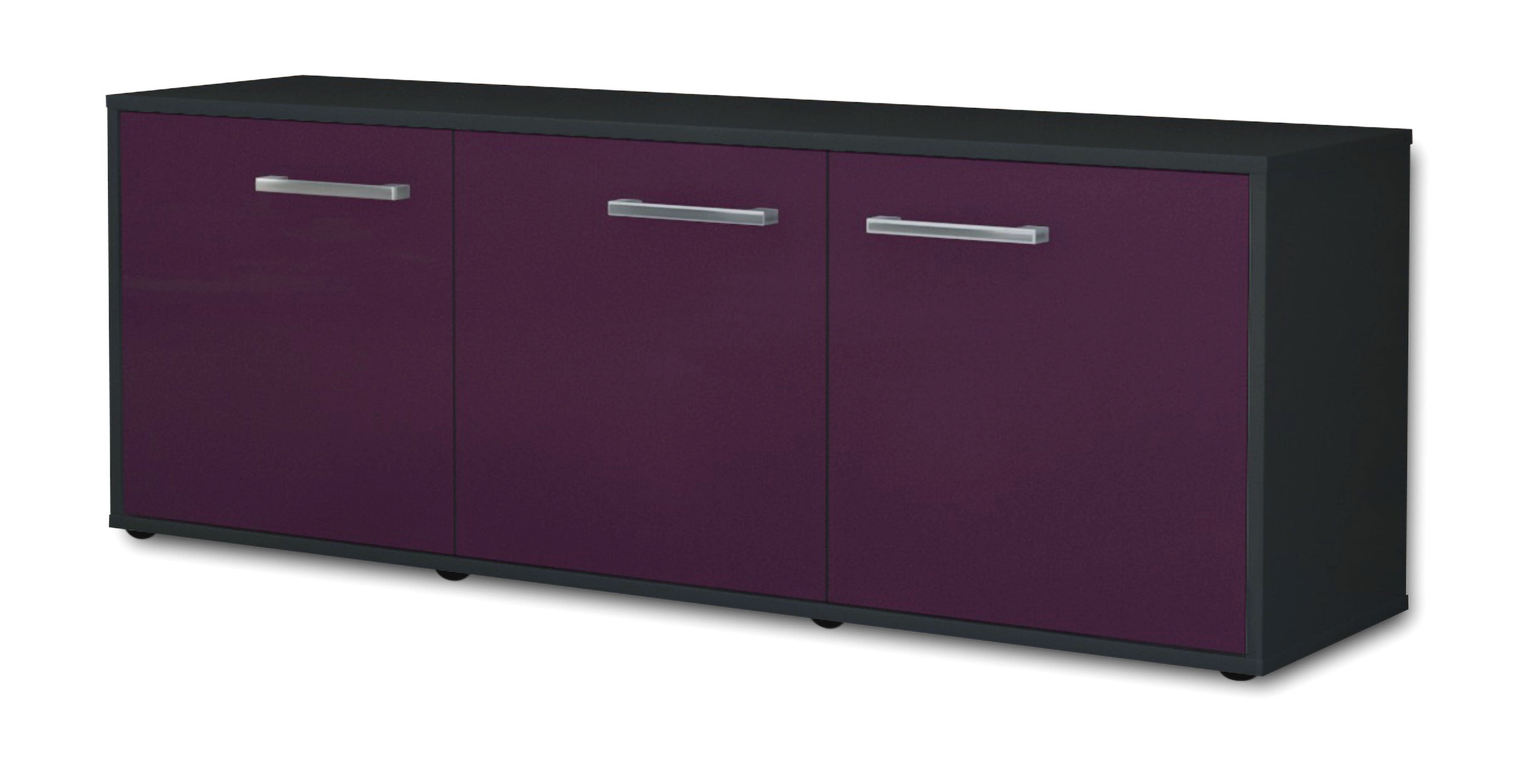Lowboard - Allegra - Design Farbakzent - Freistehend mit Griffe 136 cm Anthrazit