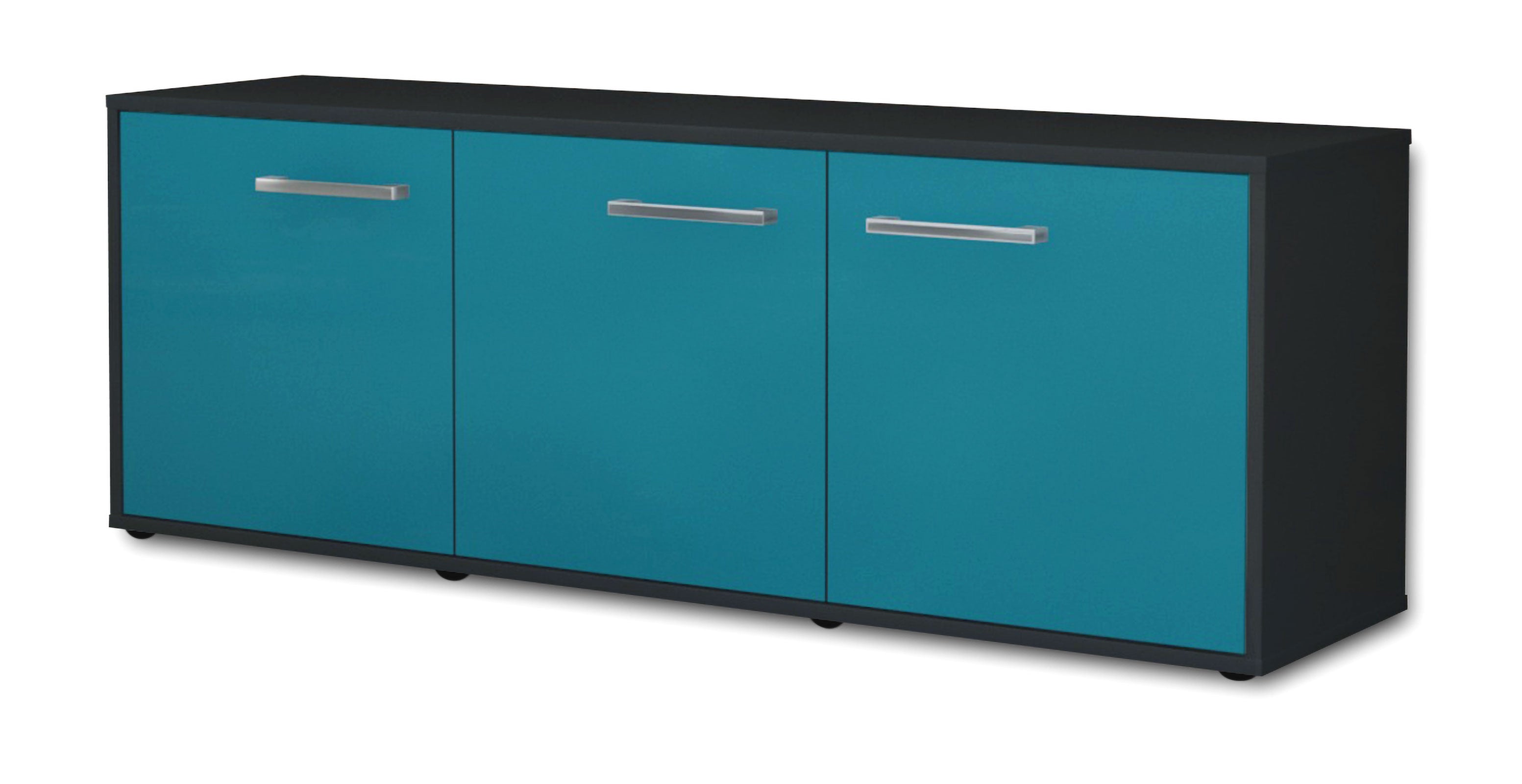 Lowboard - Allegra - Design Farbakzent - Freistehend mit Griffe 136 cm Anthrazit