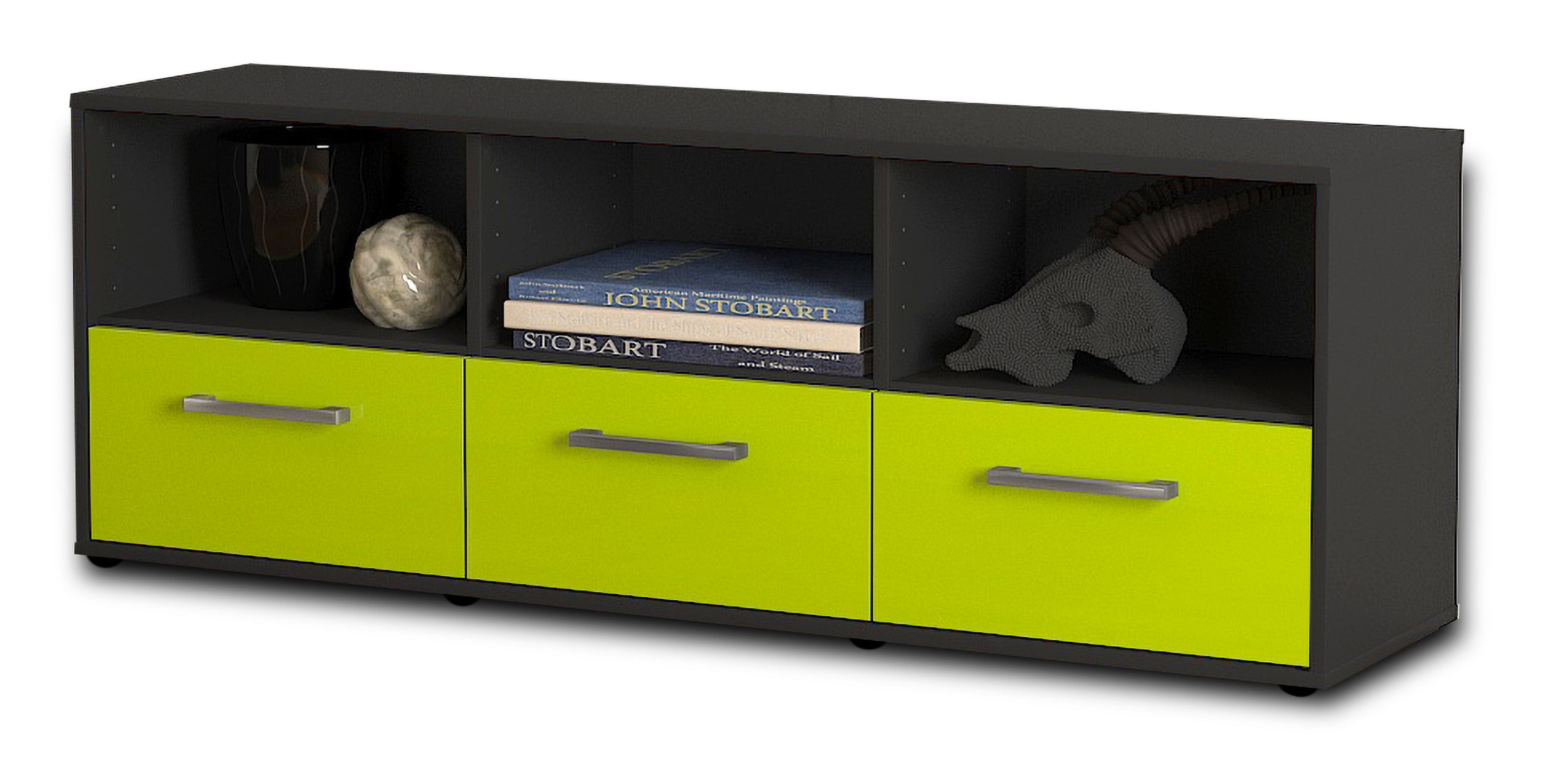 Lowboard - Amalia - Design Hochglanz - Freistehend mit Griffe 136 cm Anthrazit