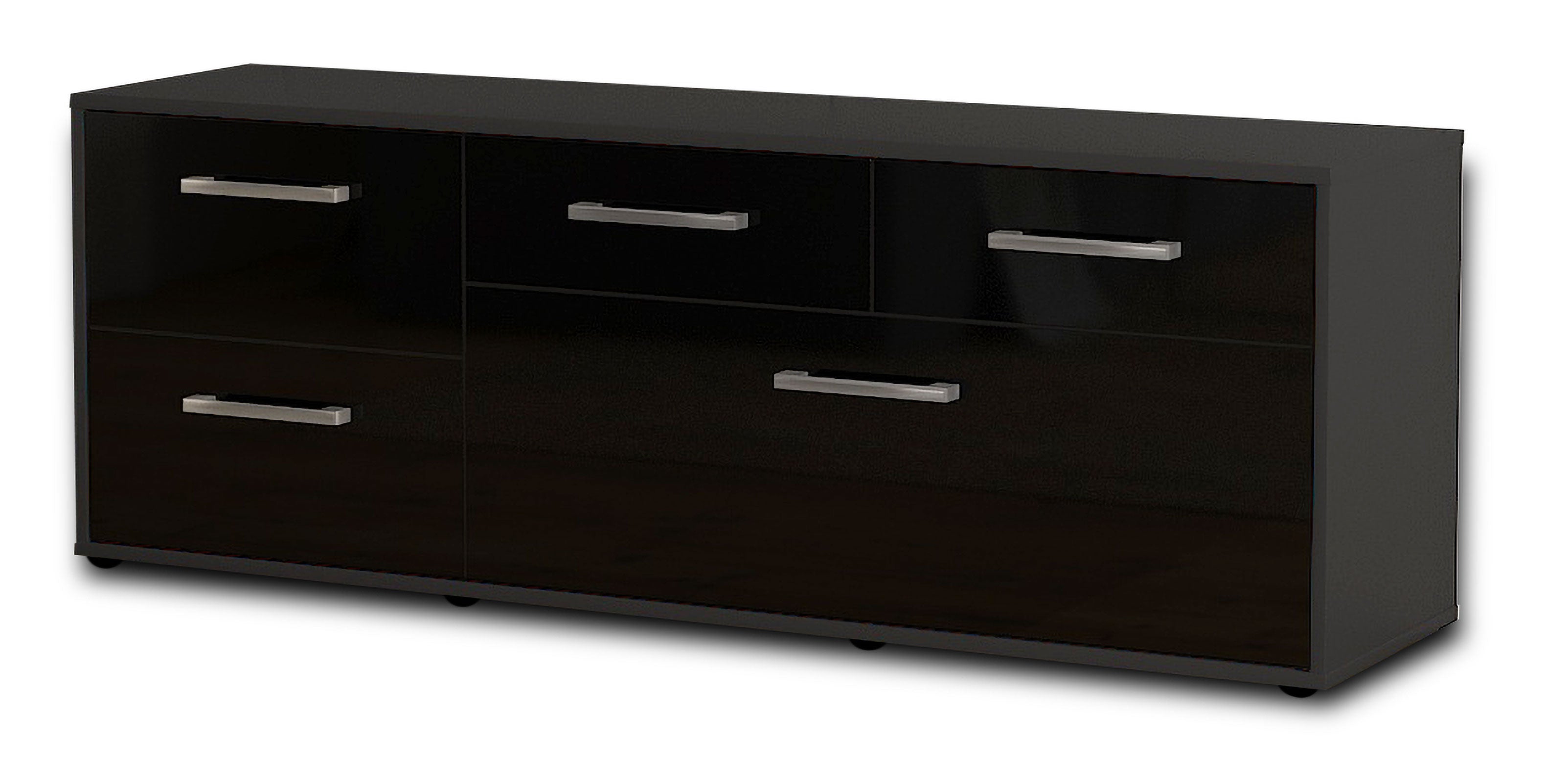 Lowboard - Anais - Design Hochglanz - Freistehend mit Griffe 136 cm Anthrazit