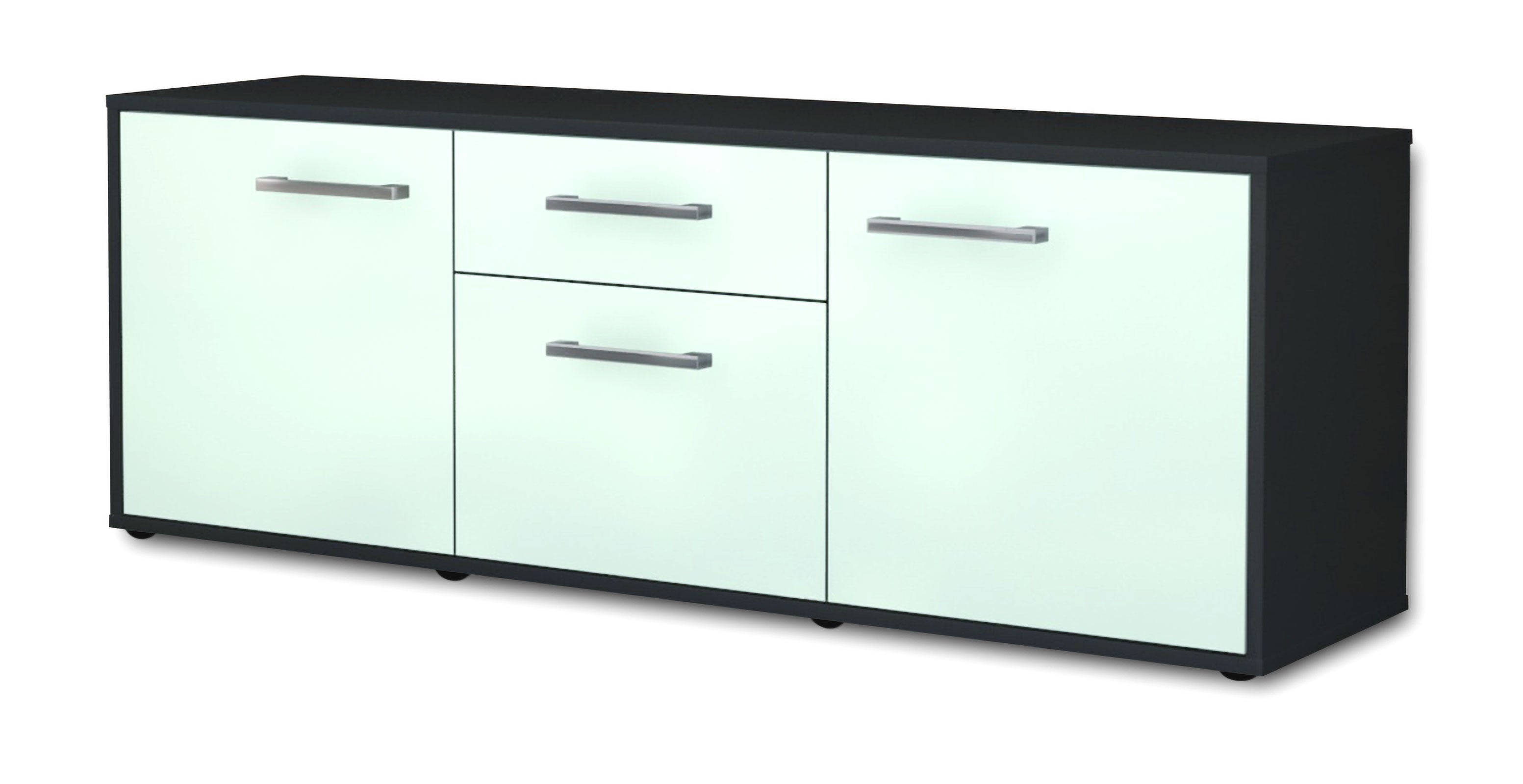 Lowboard - Anella - Design Farbakzent - Freistehend mit Griffe 136 cm Anthrazit