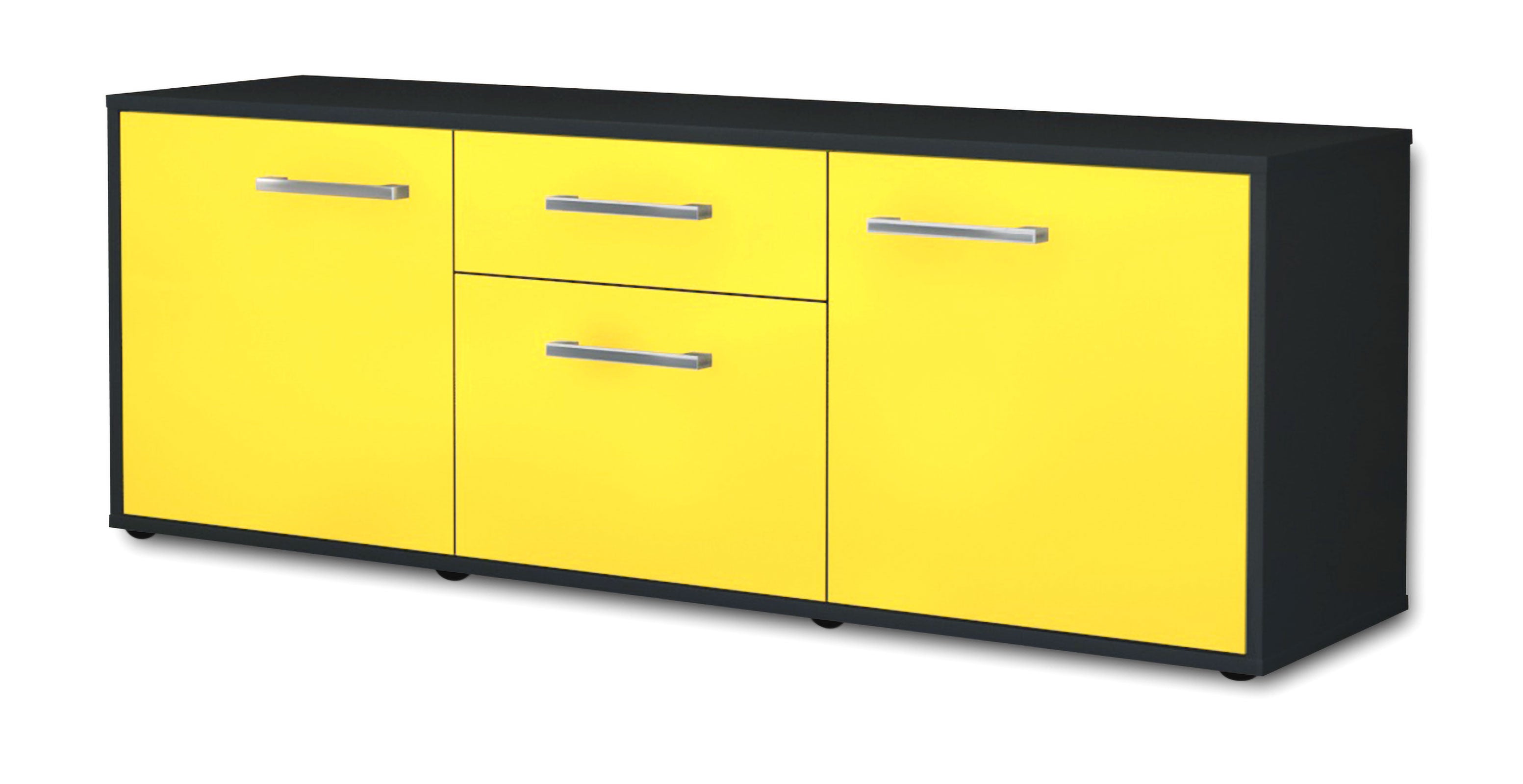 Lowboard - Anella - Design Farbakzent - Freistehend mit Griffe 136 cm Anthrazit