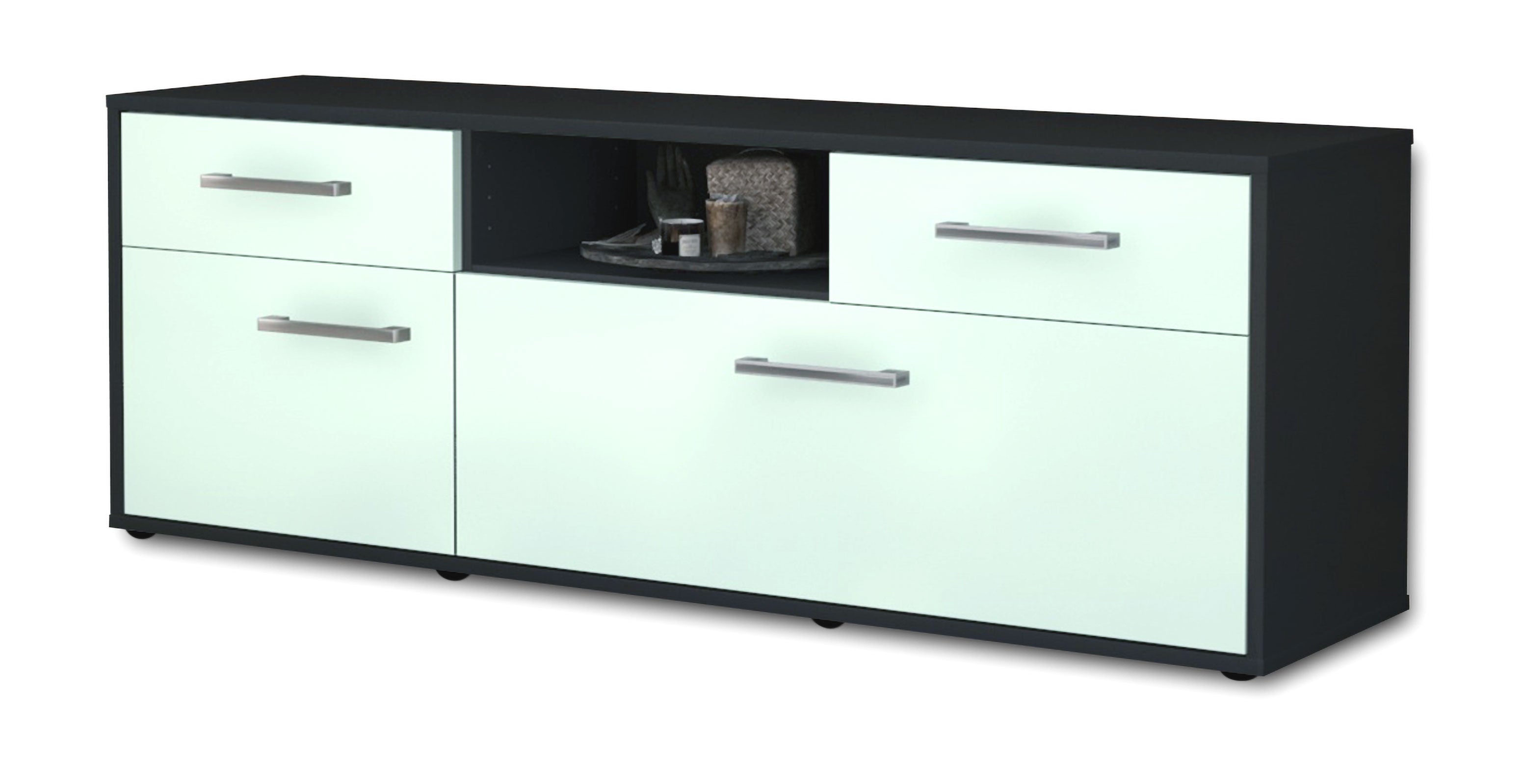 Lowboard - Anita - Design Farbakzent - Freistehend mit Griffe 136 cm Anthrazit