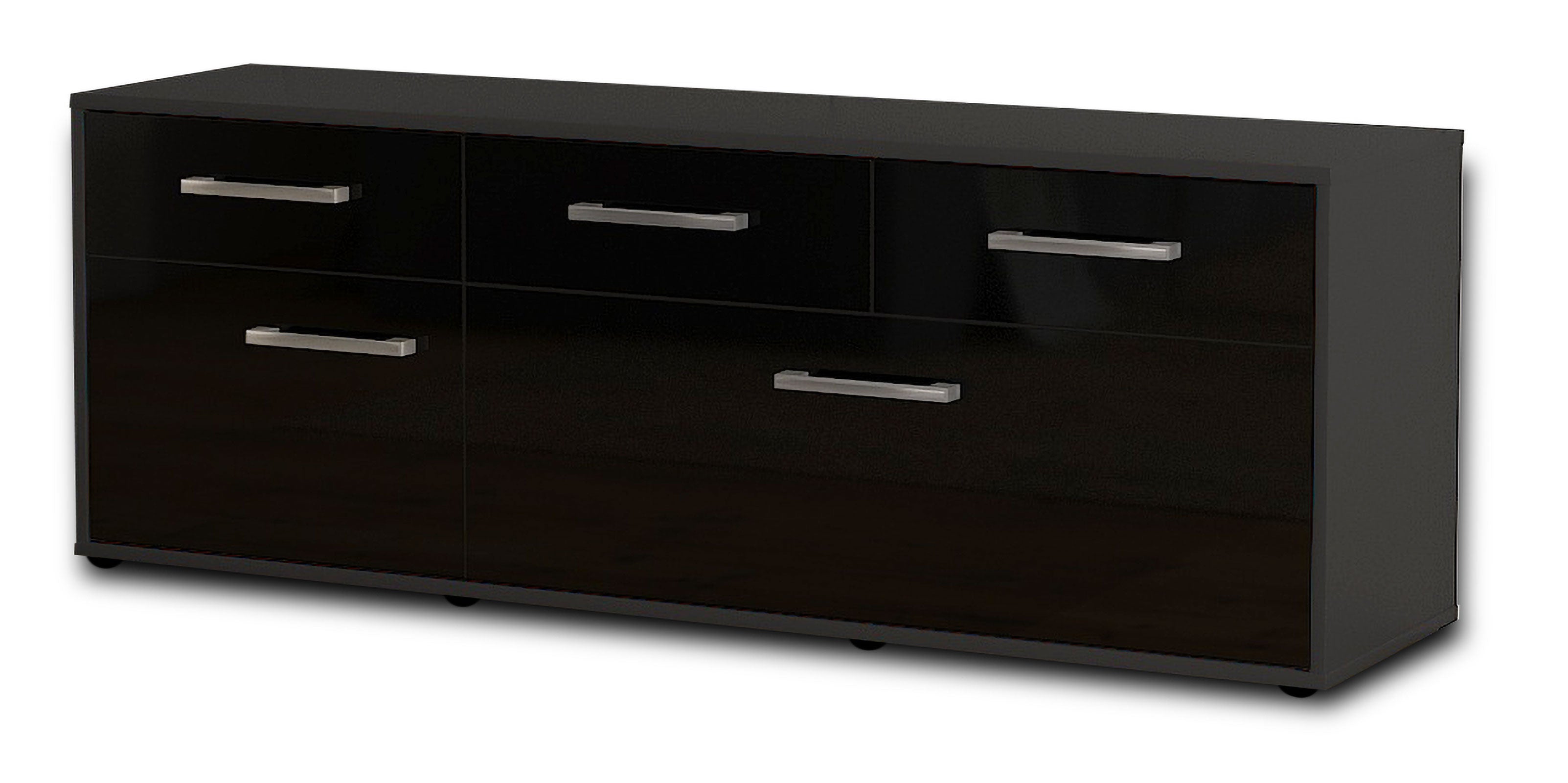 Lowboard - Anjelika - Design Hochglanz - Freistehend mit Griffe 136 cm Anthrazit