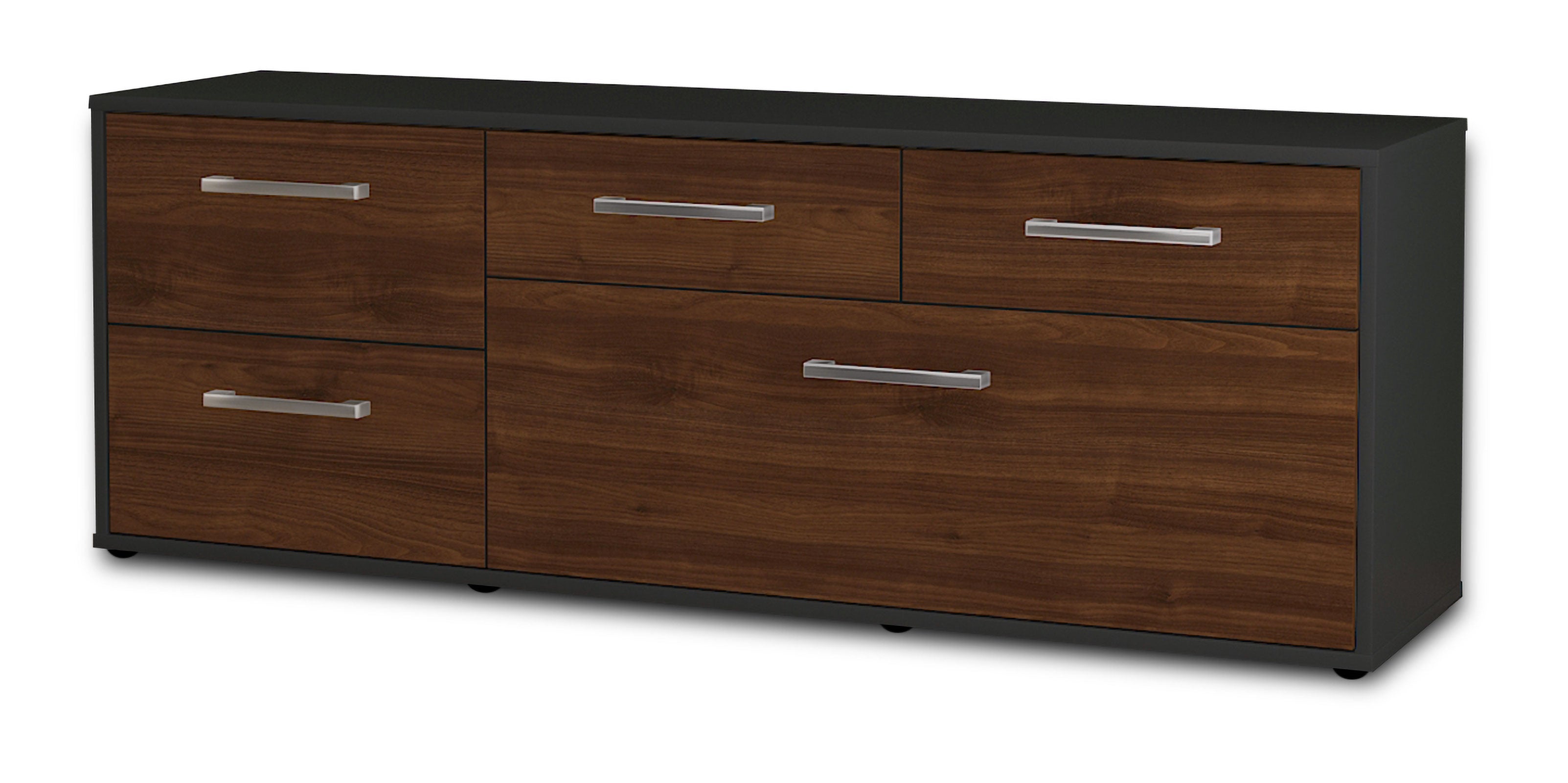 Lowboard - Anna - Design Holzdekor - Freistehend mit Griffe 136 cm Anthrazit