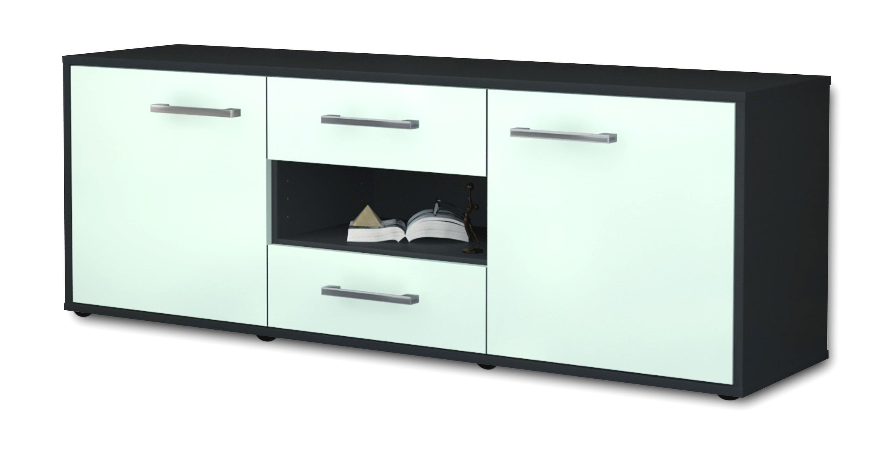 Lowboard - Antonella - Design Farbakzent - Freistehend mit Griffe 136 cm Anthrazit