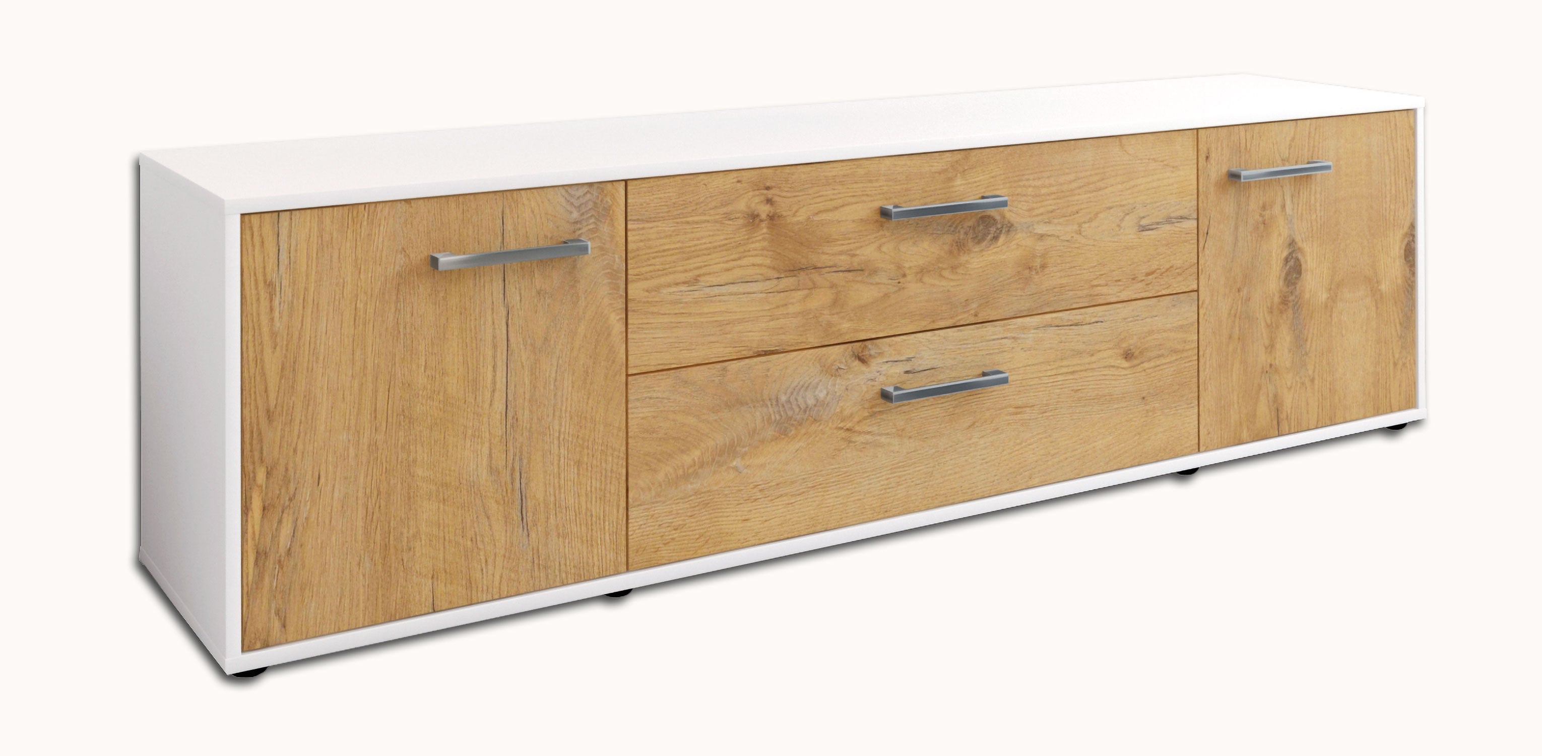 Lowboard - Aquilina - Design Holzdekor - Freistehend mit Griffe 180 cm Weiss