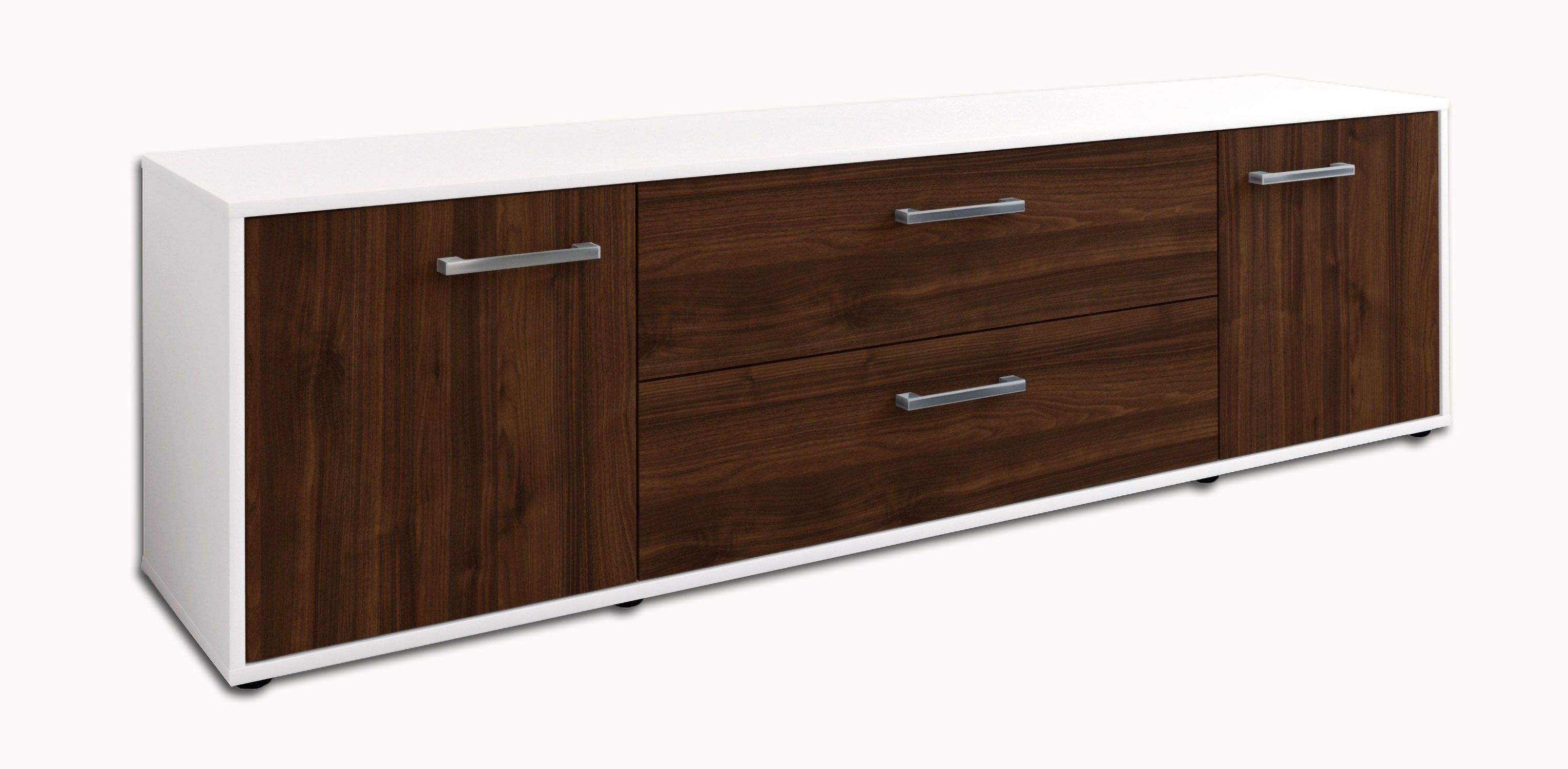 Lowboard - Aquilina - Design Holzdekor - Freistehend mit Griffe 180 cm Weiss